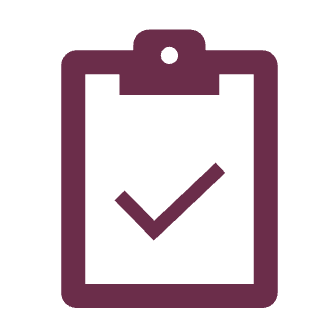 Icon of a clipboard with a check mark.