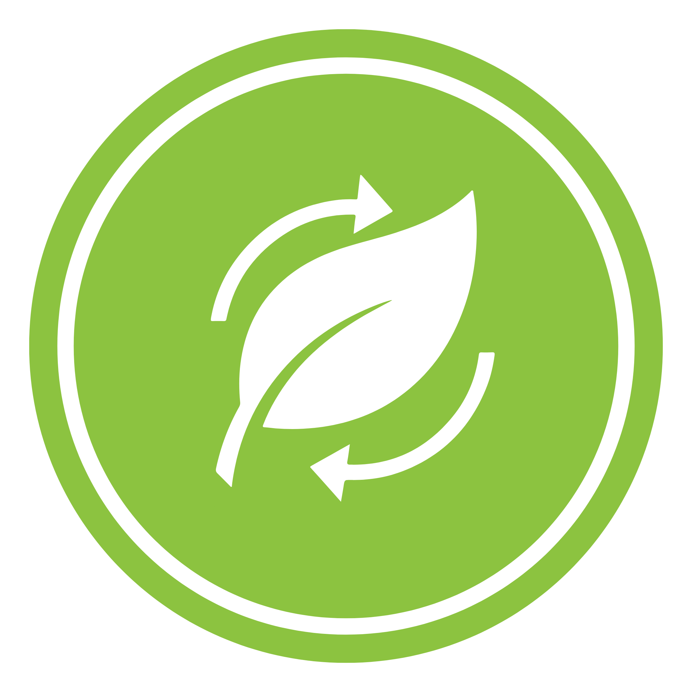 Green circular icon with white recycling arrows in the center.