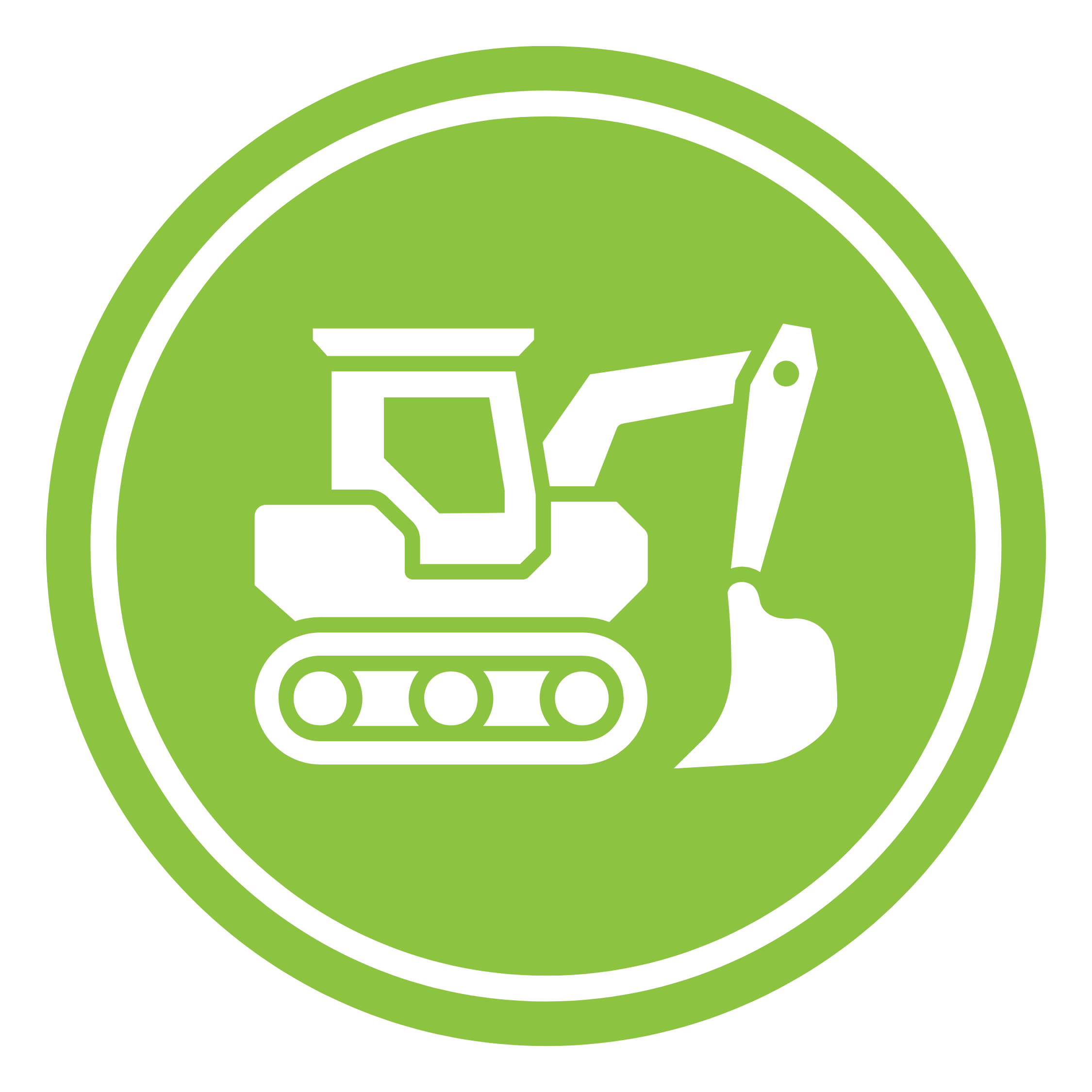 Green circular icon with a white recycling symbol inside, consisting of three arrows forming a triangle.
