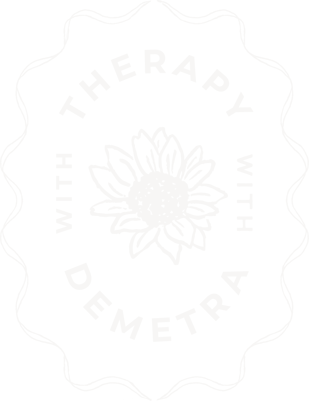 Logo for Therapy with Demetra, featuring a sunflower illustration.