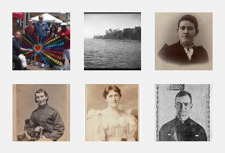 Six black-and-white and sepia photographs in two rows of three squares.