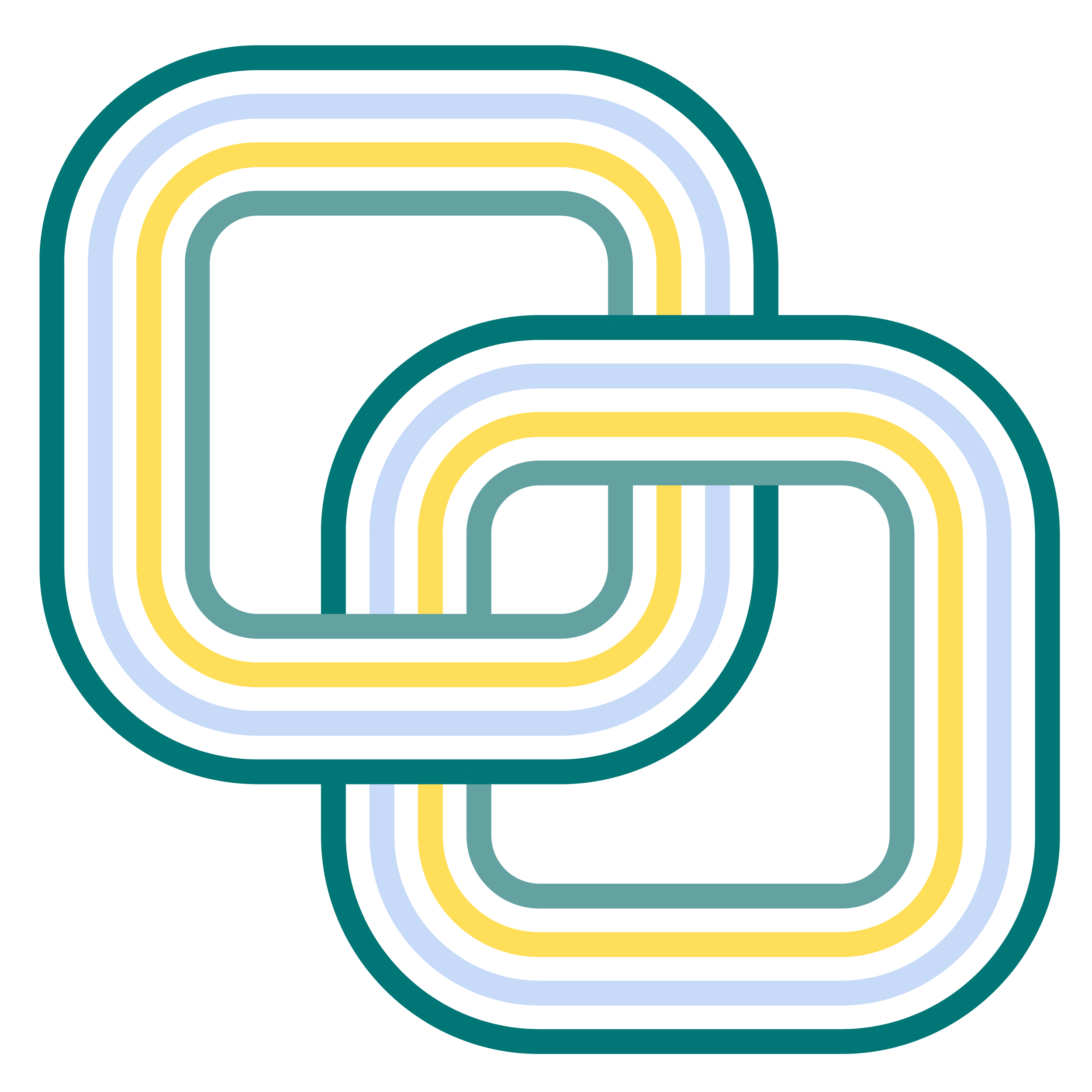 Pattern of rounded rectangles with blue, yellow, and teal colors forming a geometric design.