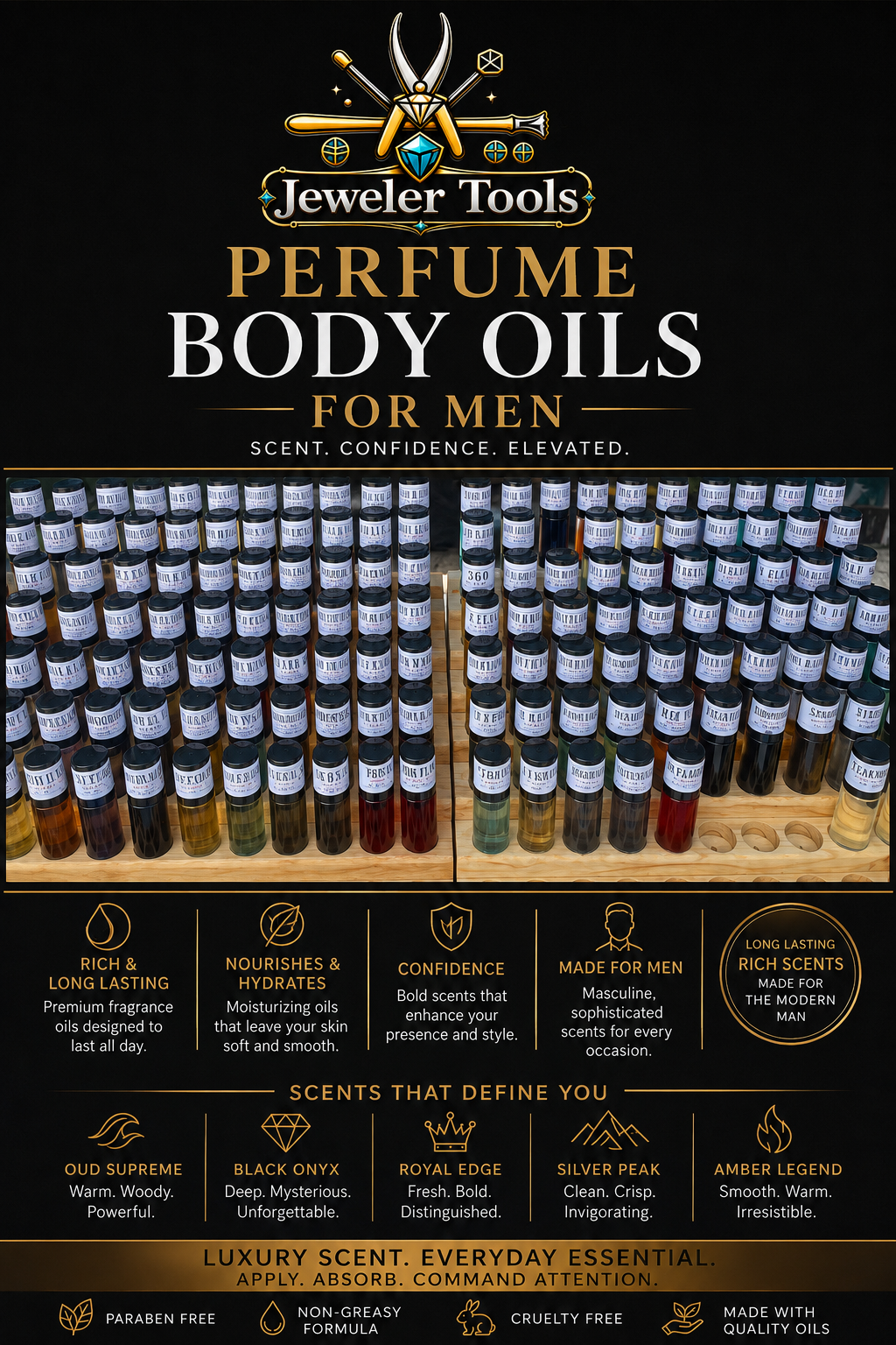 Perfume Body Oils for Men-1 fl. oz.
