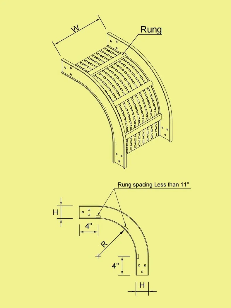 Perforated Bottom Tray - Vertical Outside 90° Elbow