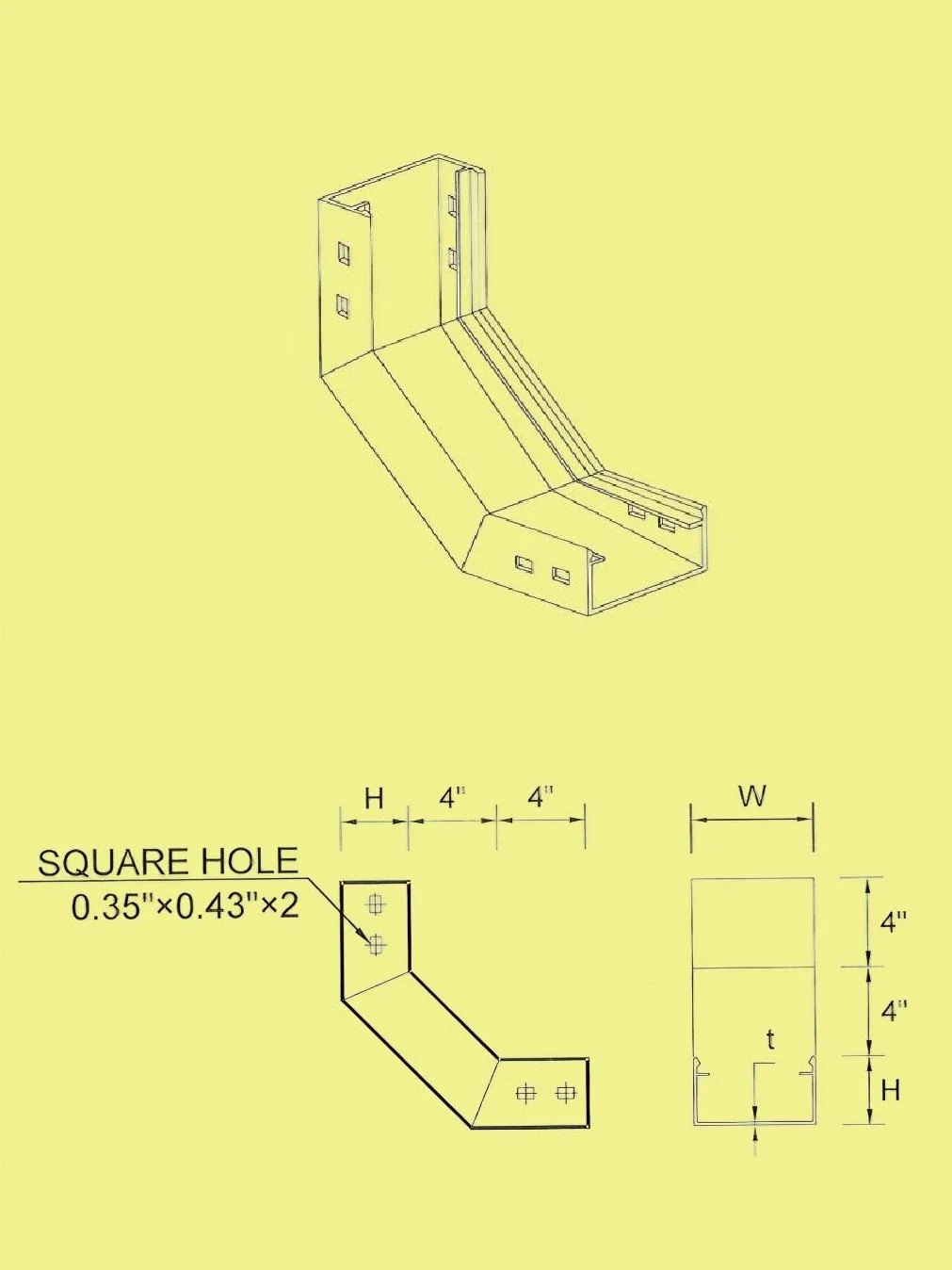 Duct - Vertical Inside 90° Elbow
