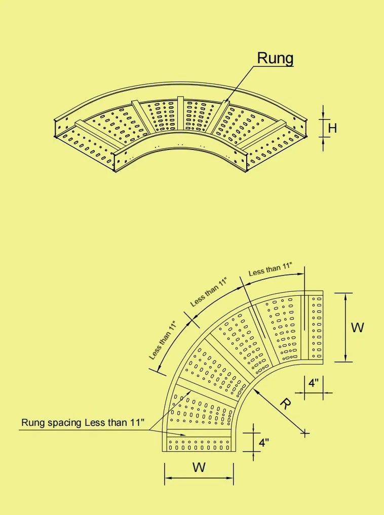 Perforated Bottom Tray - Horizontal 90° Elbow