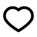 Black outline of a heart on a white background