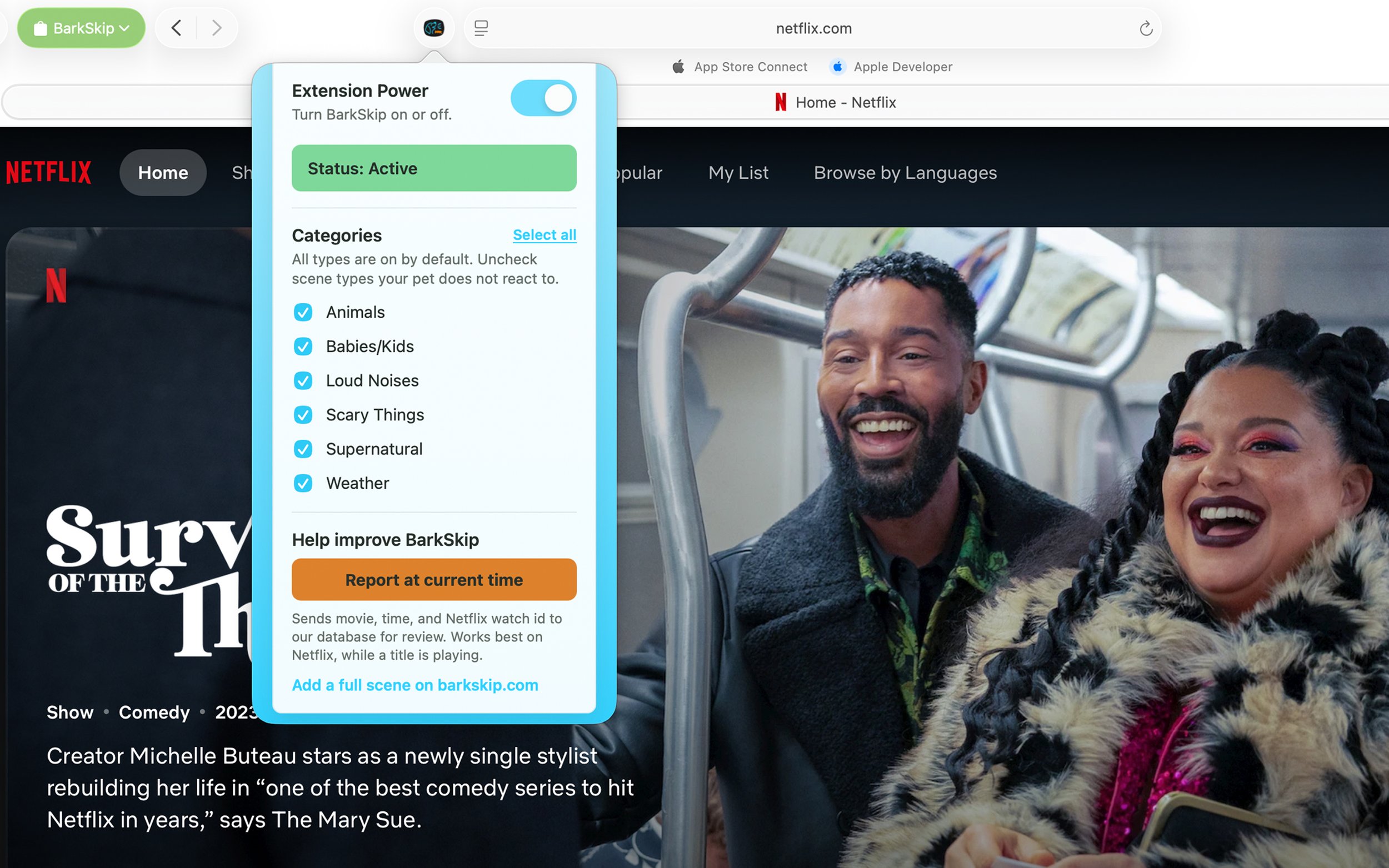 BarkSkip extension menu pulldown 3 - Parental Control for dogs!