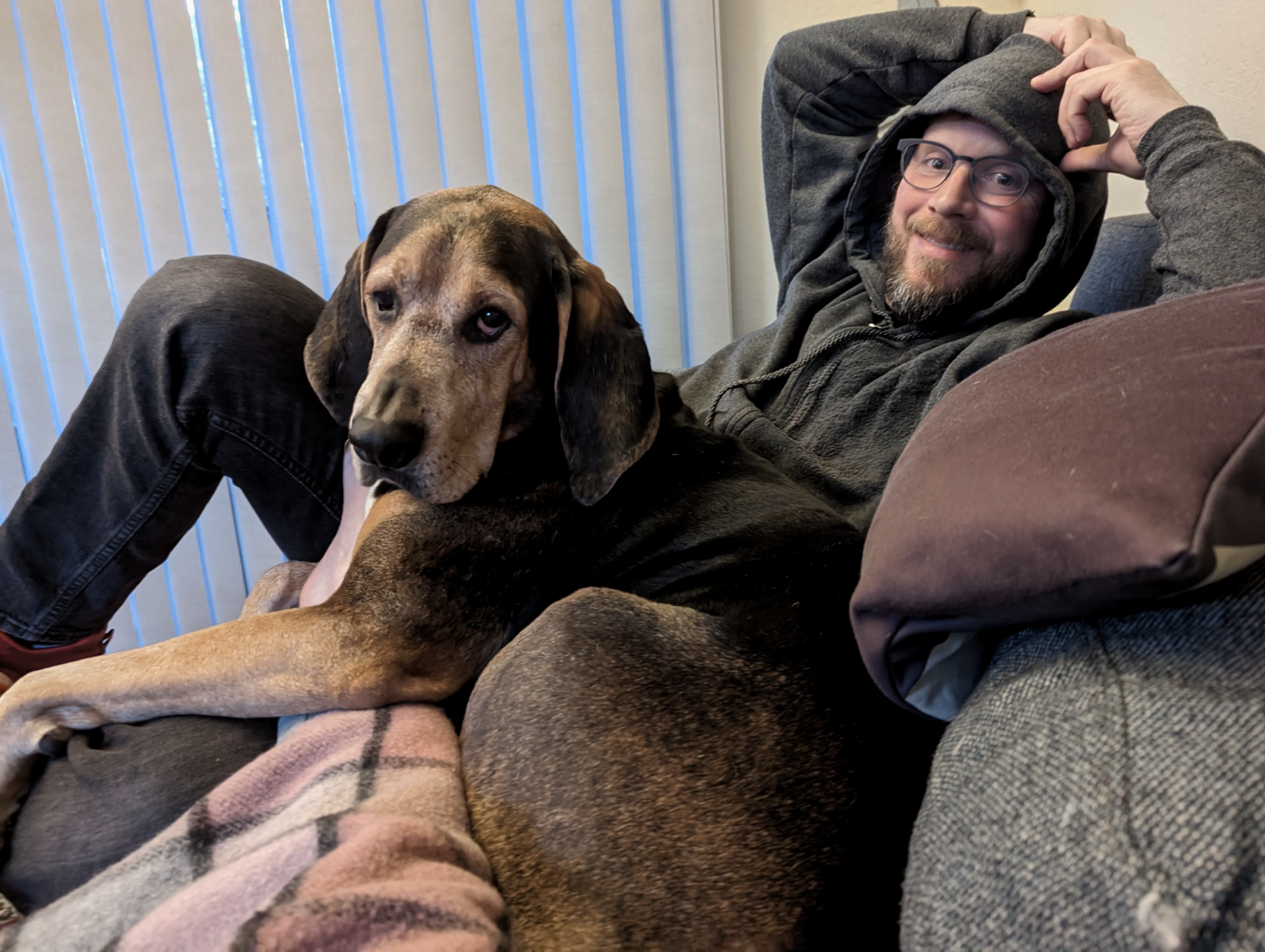 Gus and I taking a breaking from watching TV