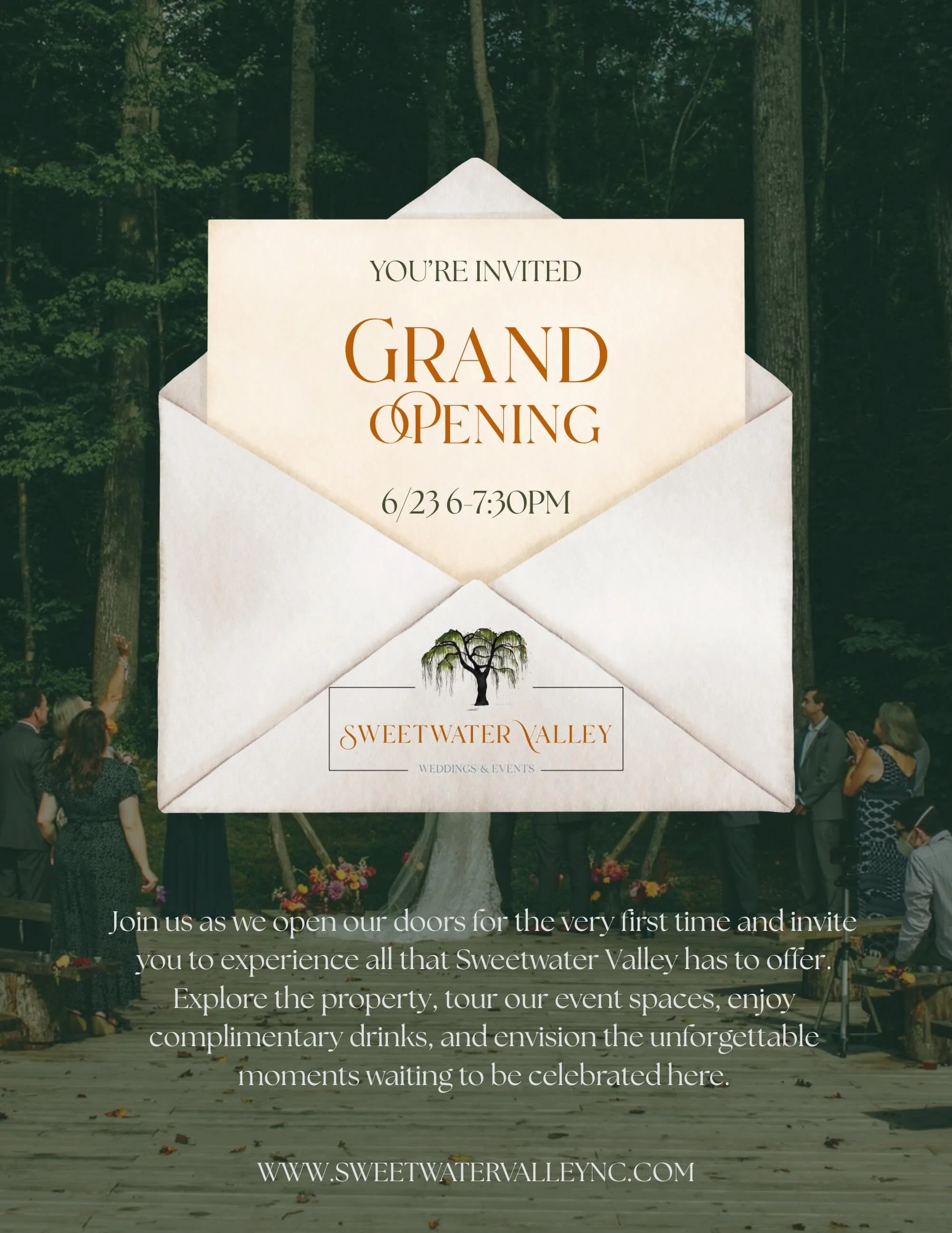 You&rsquo;re invited! 💌 

We can&rsquo;t wait to see everyone! RSVP to sweetwatervalleync@yahoo.com.