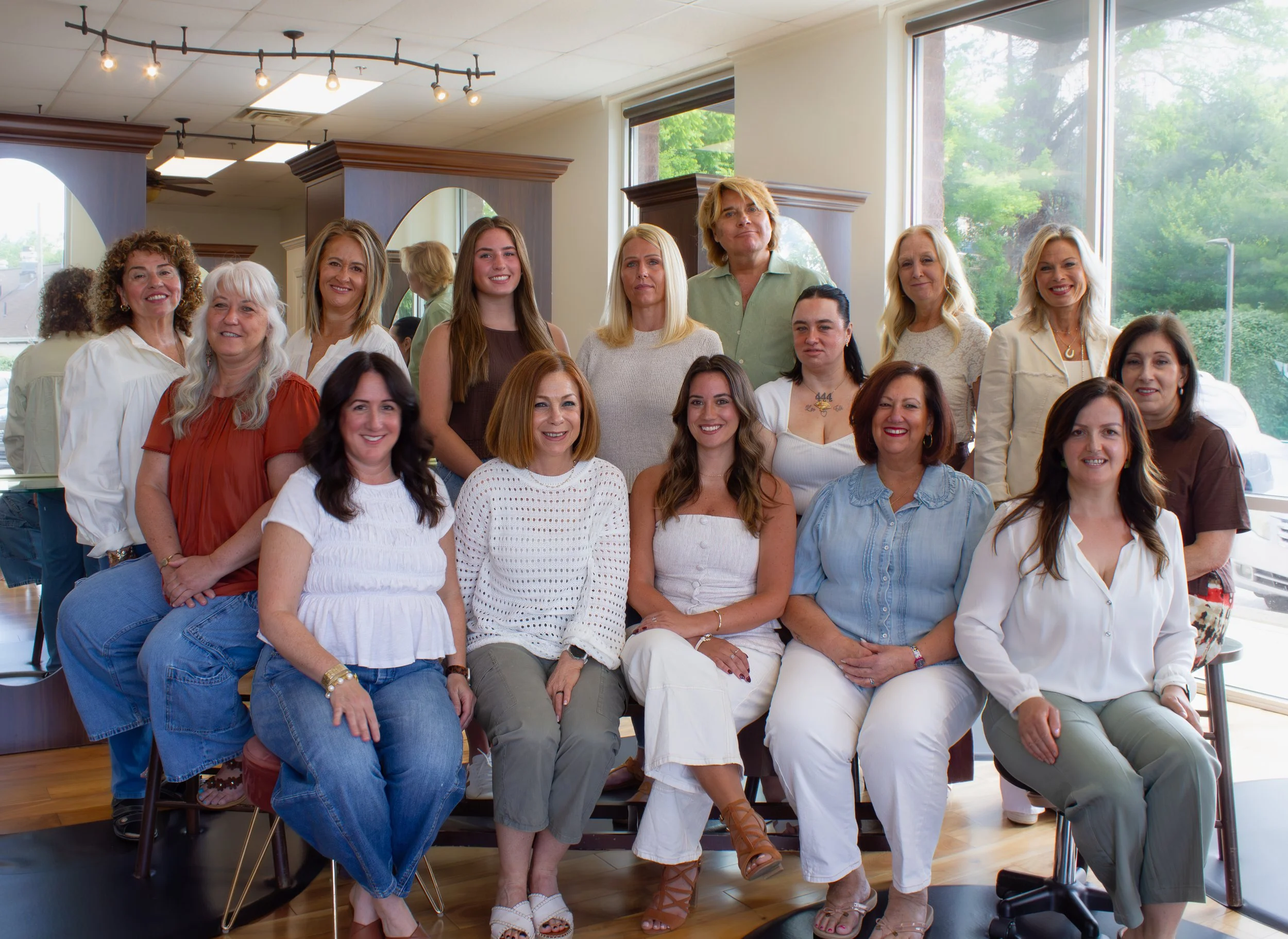 prestige Salon in wayne pa Staff and Stylists group photo. Grow your career at prestige salon in a family, friendly, environment