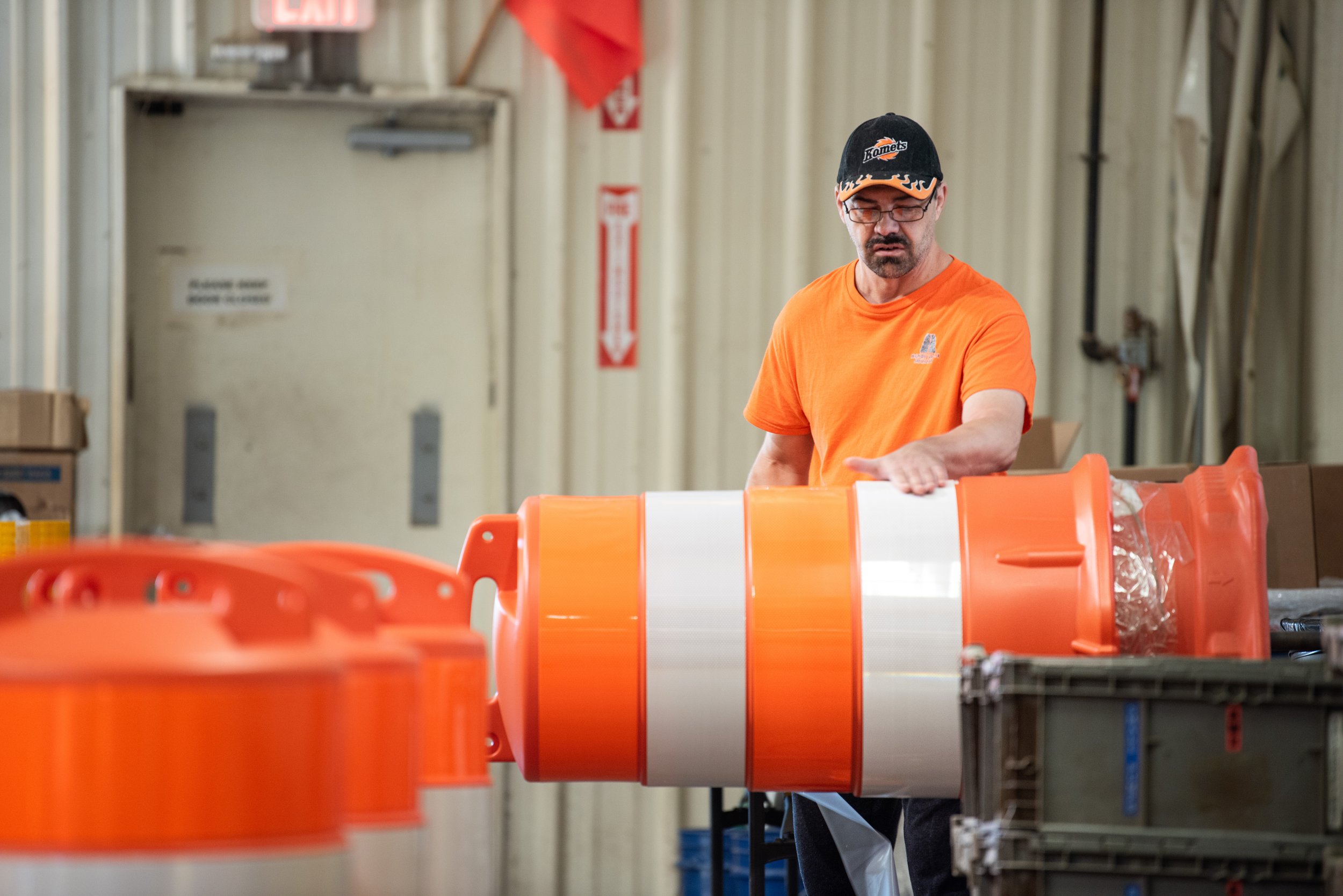 Image of a Highway Safety Specialists worker with highway safety equipment.
