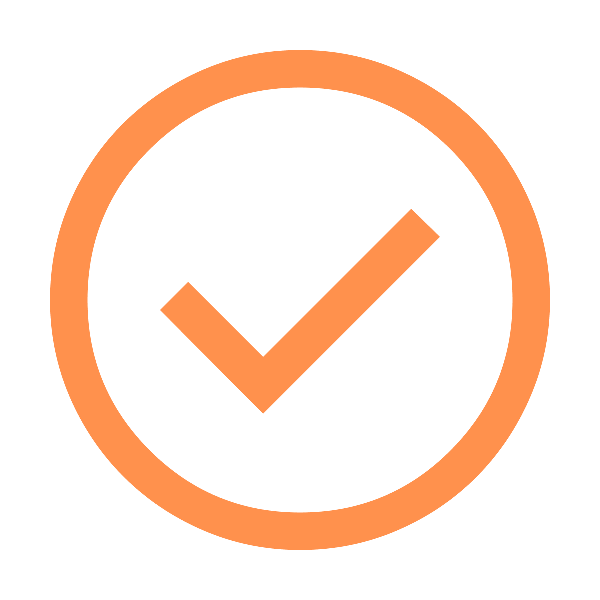 Orange checkmark inside a circle indicating completion or correctness.