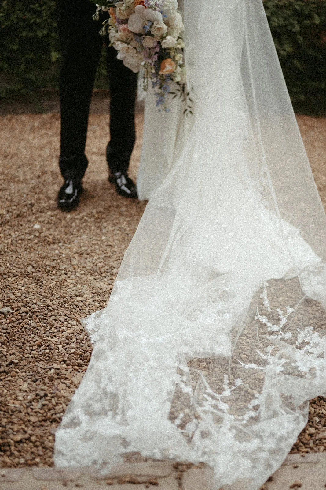A stunning long veil