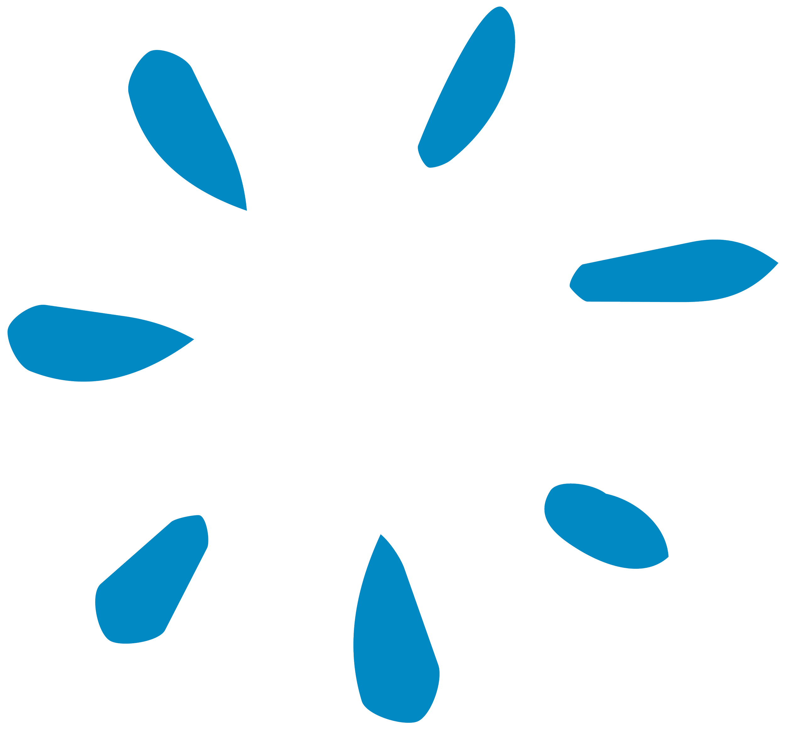 Abstract illustration of a light burst, depicted with blue shapes indicating movement and motion.
