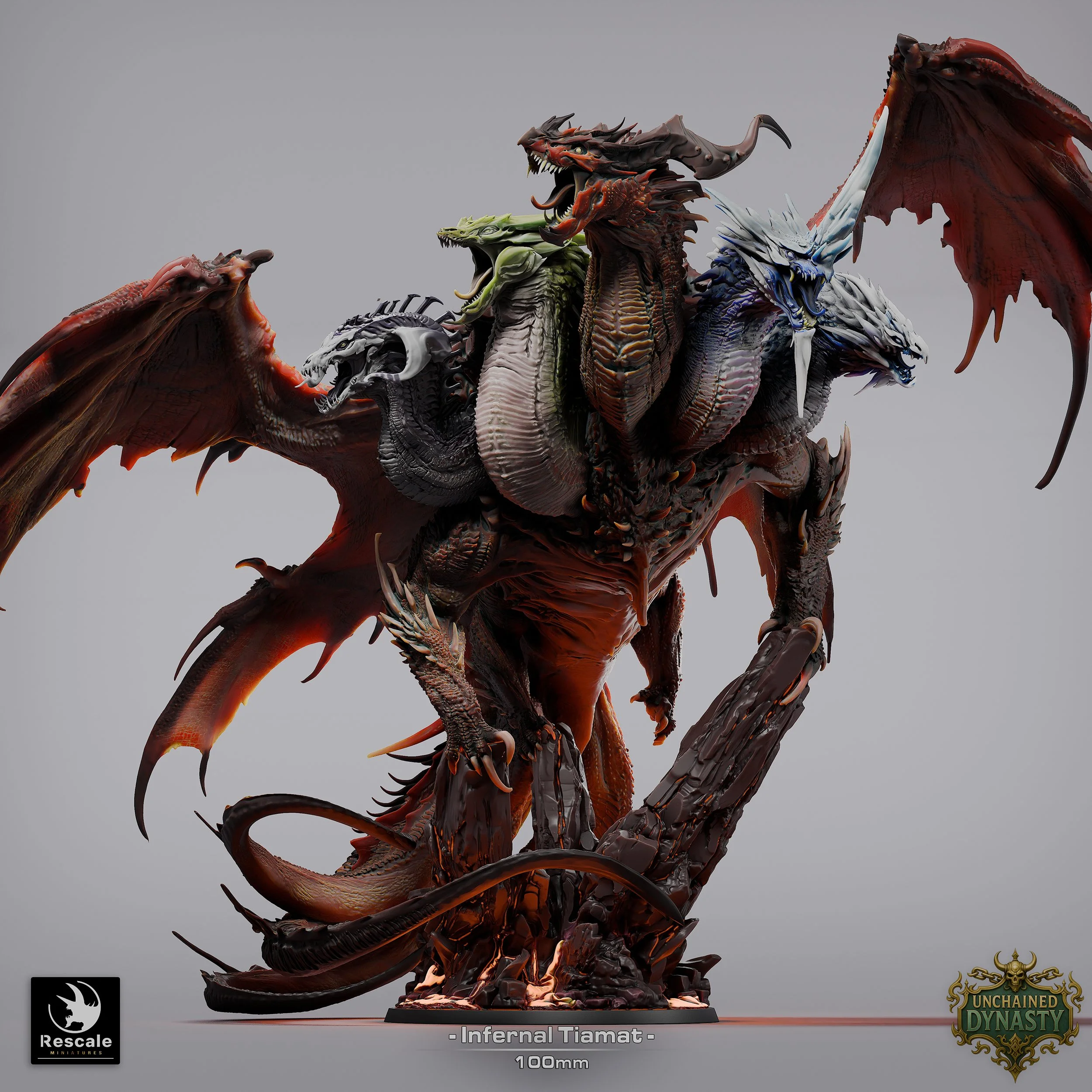 Infernal Tiamat Dragon Miniature for D&D & Tabletop RPGs | Massive Resin Boss Monster by Rescale Miniatures