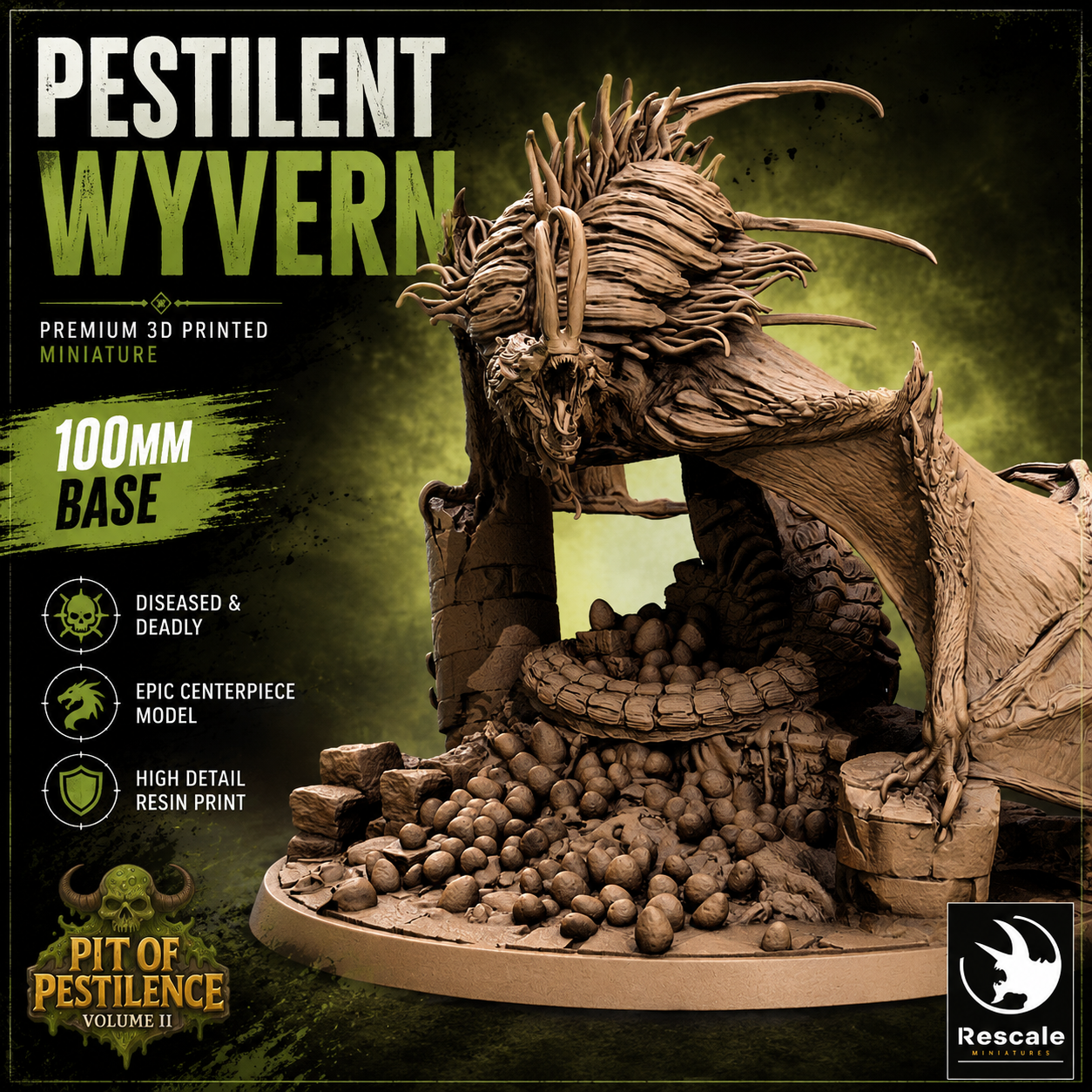 Pestilent Wyvern Resin Dragon Miniature