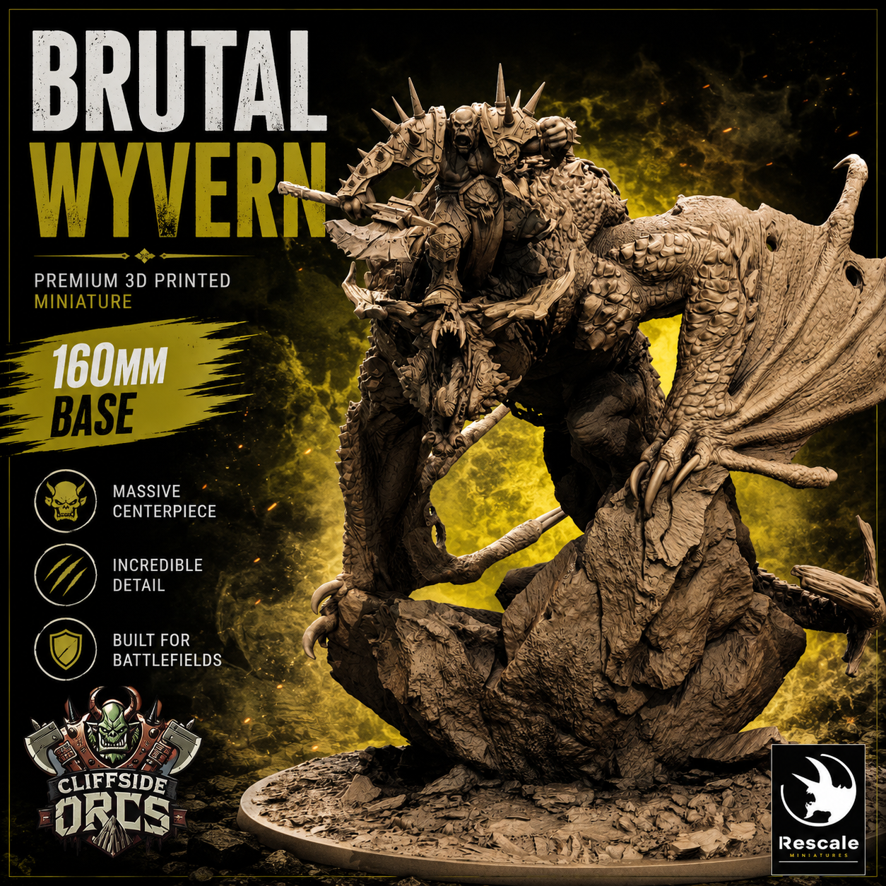 Brutal Wyvern dnd mini dungeons and dragons ork miniature orc dragon rider mini