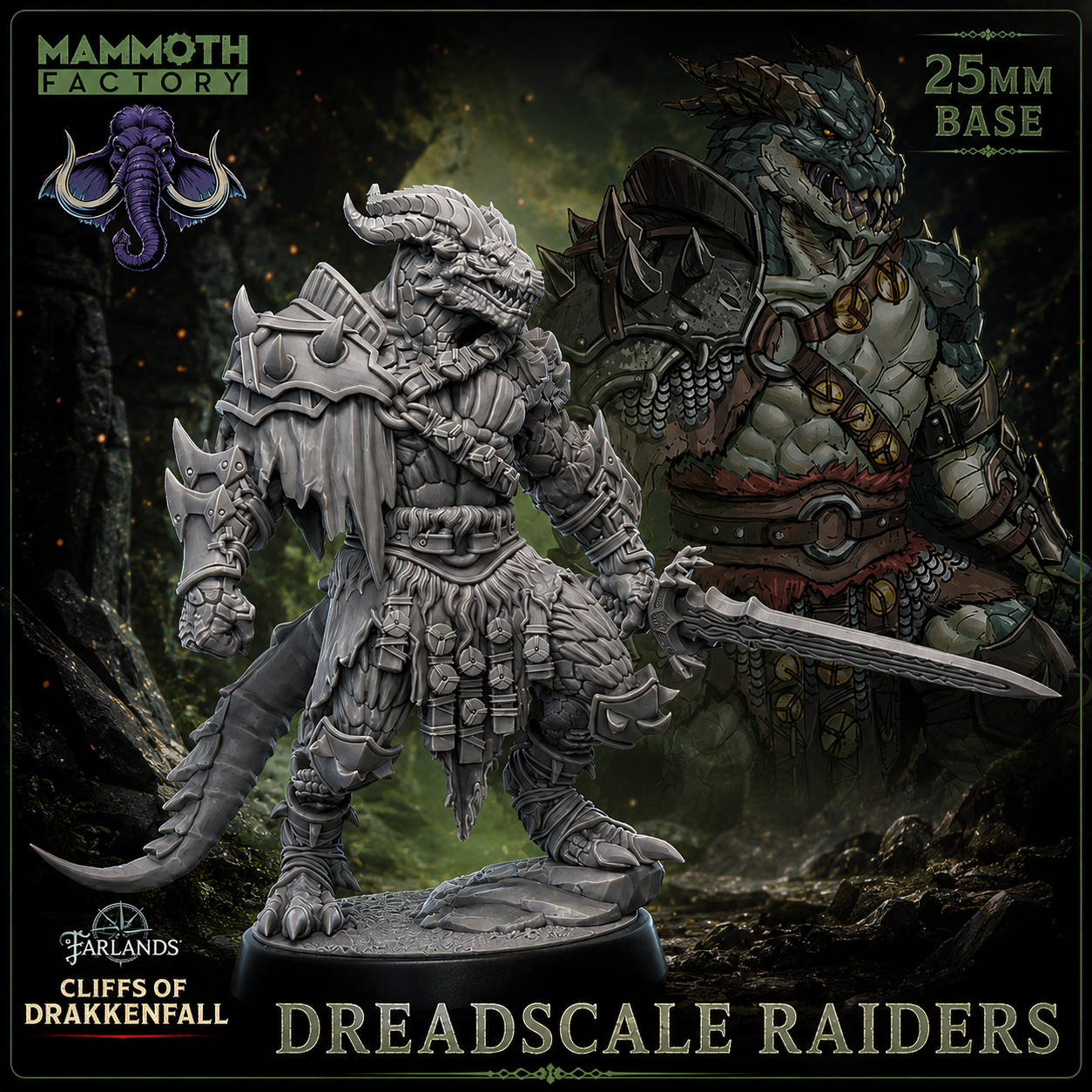 Dreadscale Raider Dragonborn Fighter – 25mm Resin Fantasy Miniature