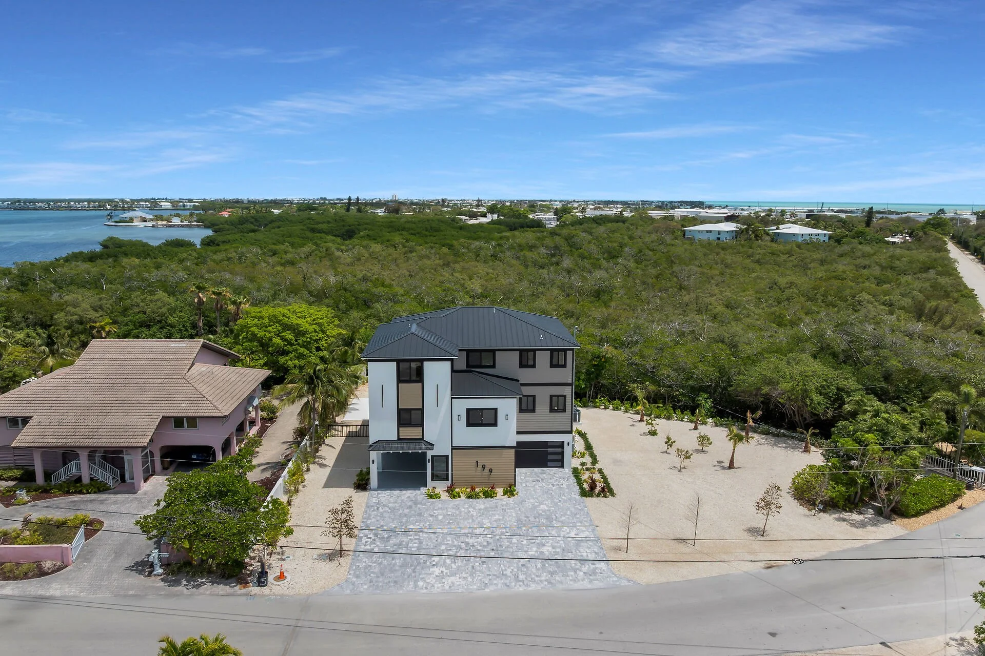 Aerial view of luxury pool home in Stirrup Key Marathon Florida