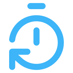 Icon of a blue clock with a circular arrow indicating time or refresh.