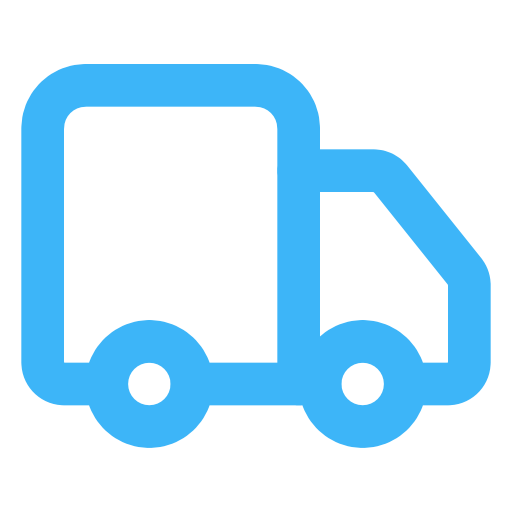 Icon of a delivery truck with a black and blue color scheme