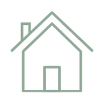 Outline drawing of a house with a chimney