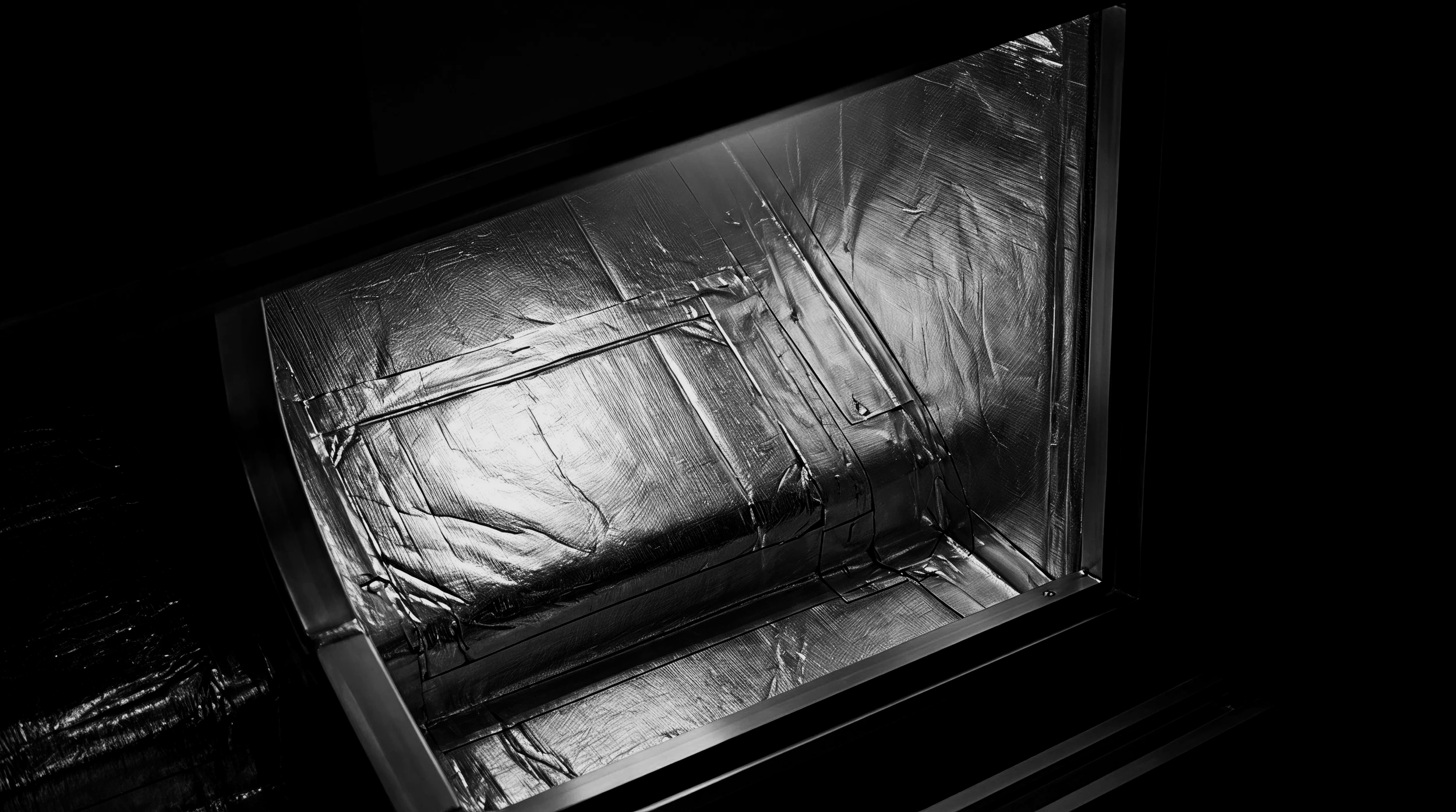 Interno di un forno con rivestimento di isolamento in alluminio.