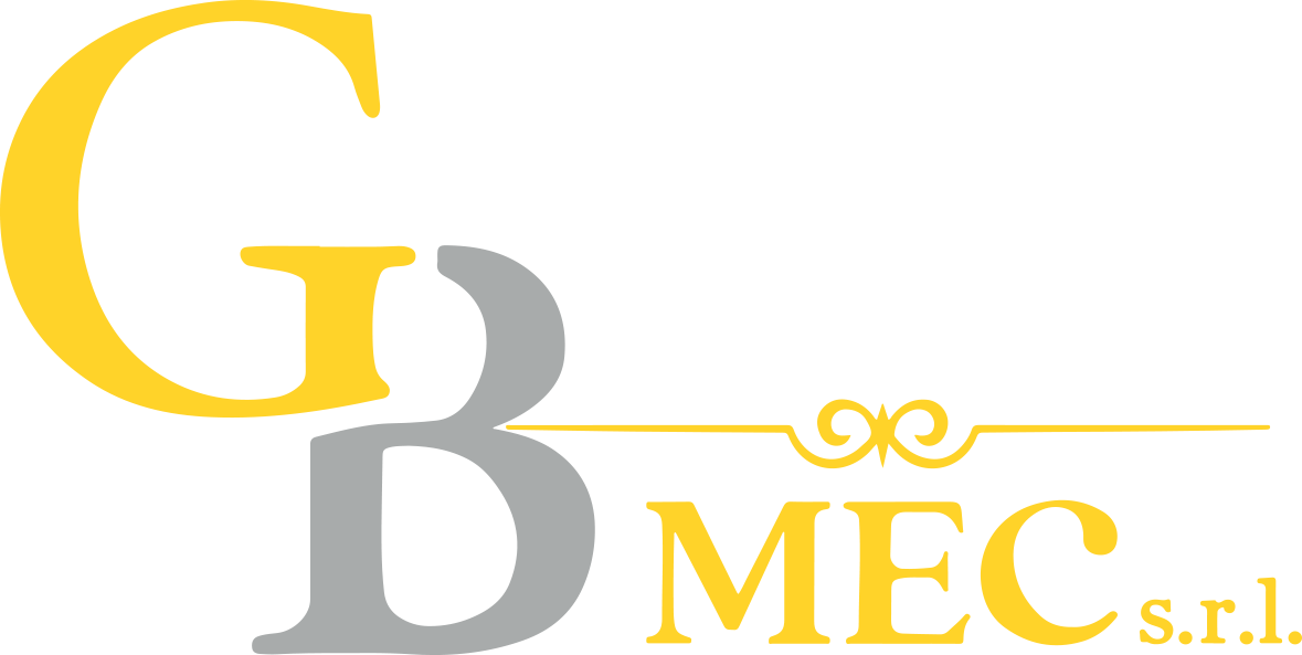 Immagine di un logo con le lettere G in giallo, B in grigio, e la parola Mec in giallo, con dettagli decorativi neri.