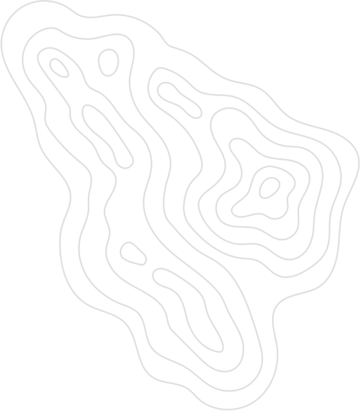 Contour map with white lines on a black background showing elevation levels.