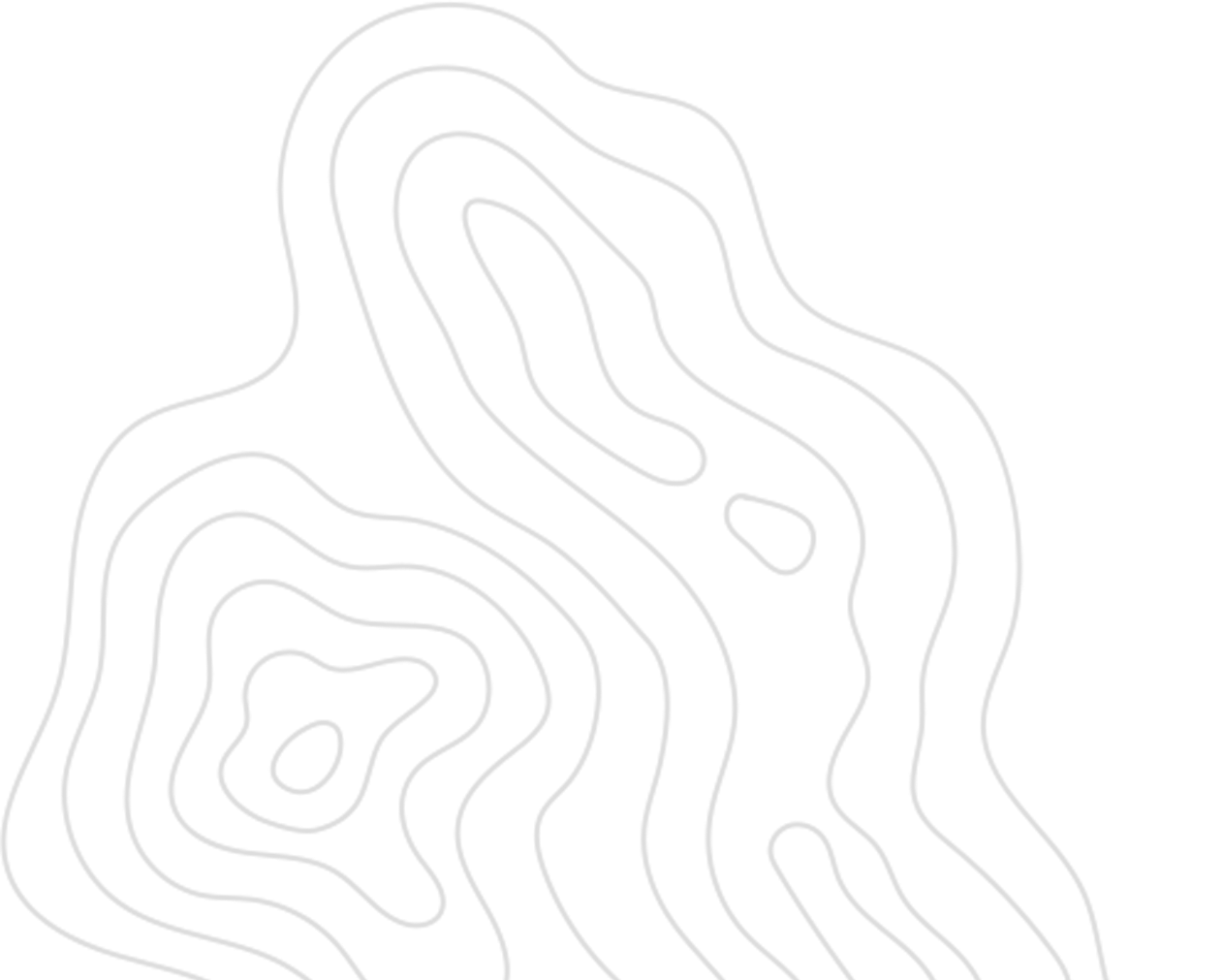 Topographic map with white contour lines on a black background.