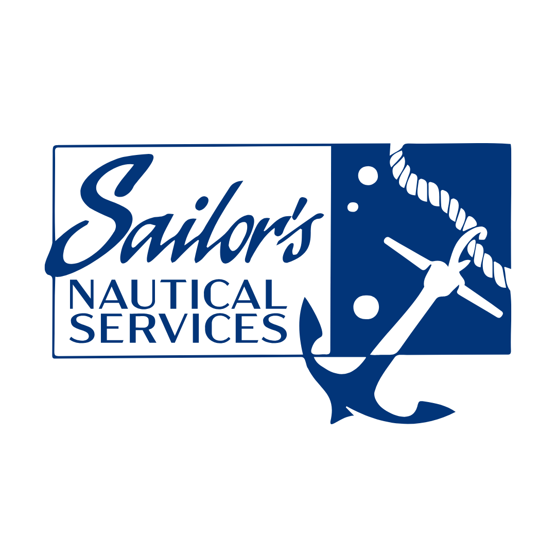 Logo for Sailor's Nautical Services featuring a stylized anchor and a fish.