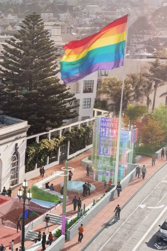 A rainbow flag flutters above the Beacon.