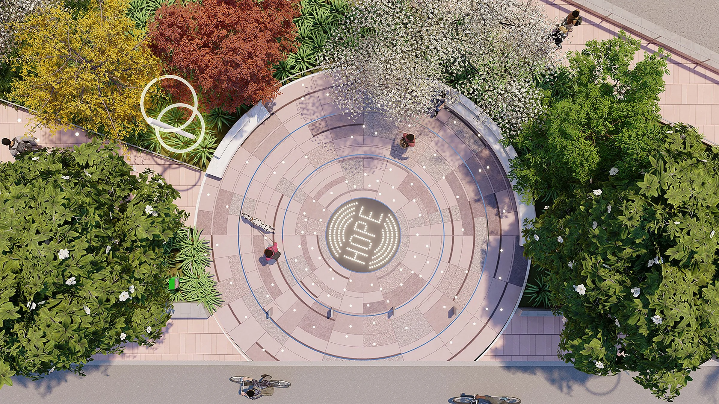 An overhead rendering of the Grove.
