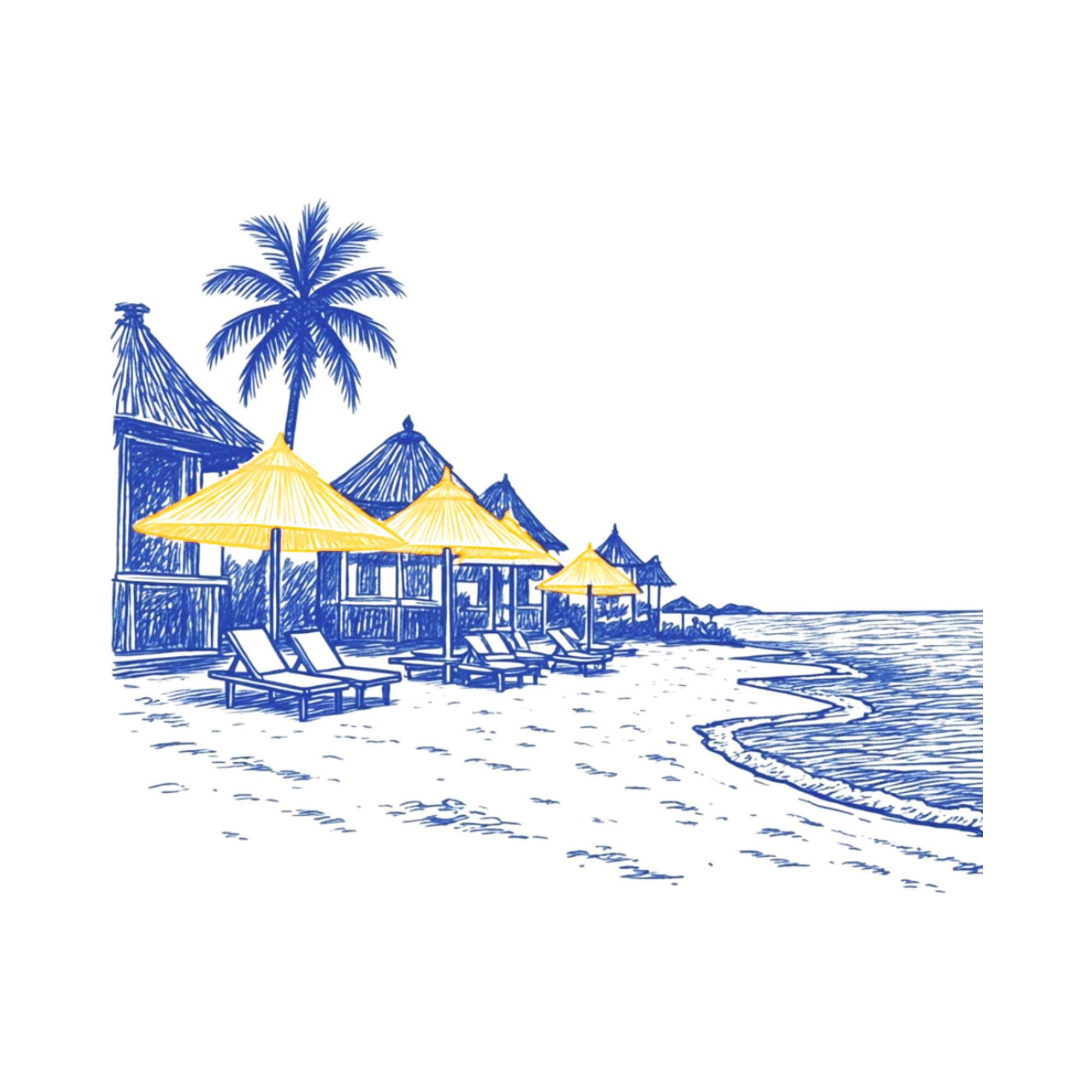Illustration of beach huts