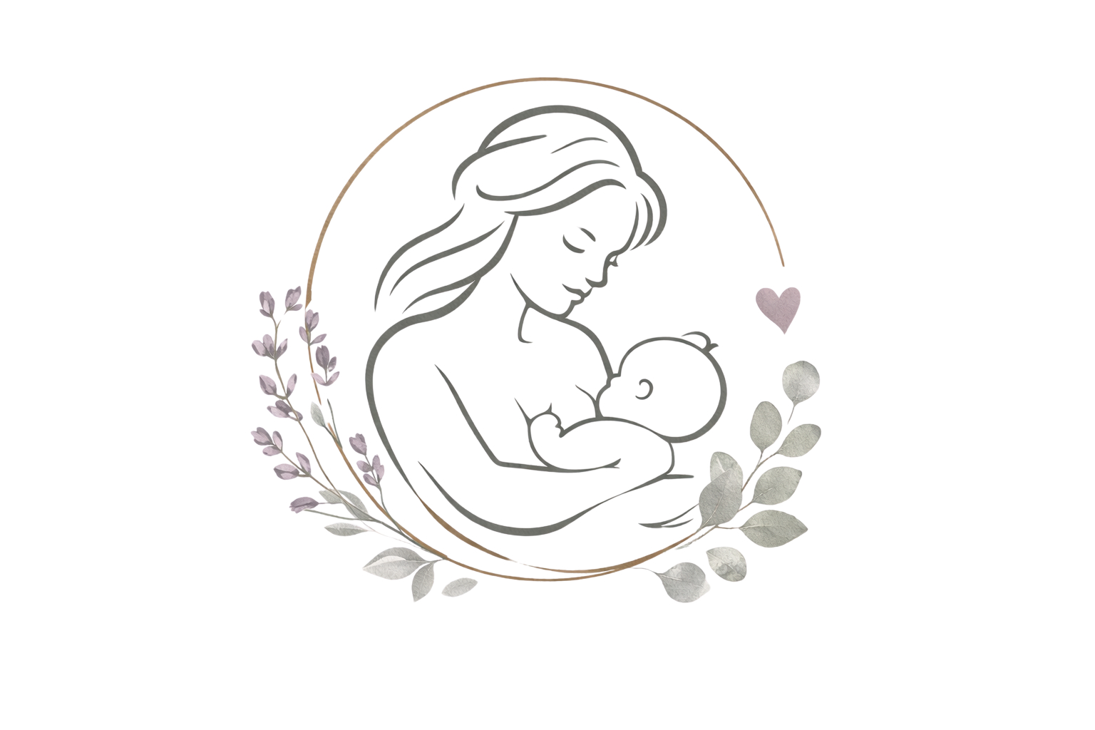 A decorative logo featuring a line art illustration of a woman with long hair, surrounded by pastel-colored elements and leaves.