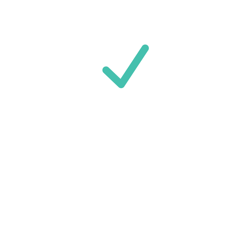 Light blue checkmark icon centered on a white background.