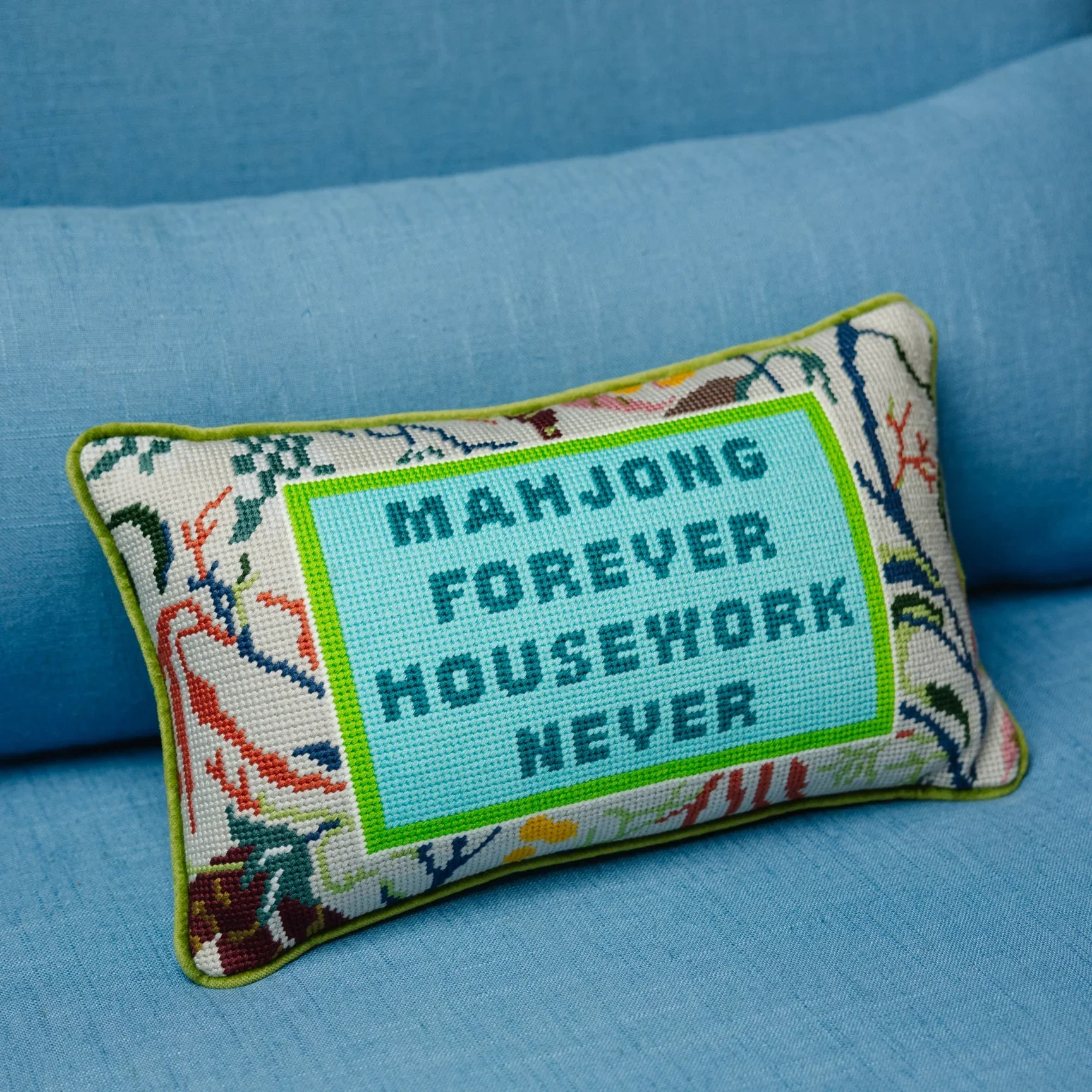 Mahjong Needlepoint Pillow by Furbish