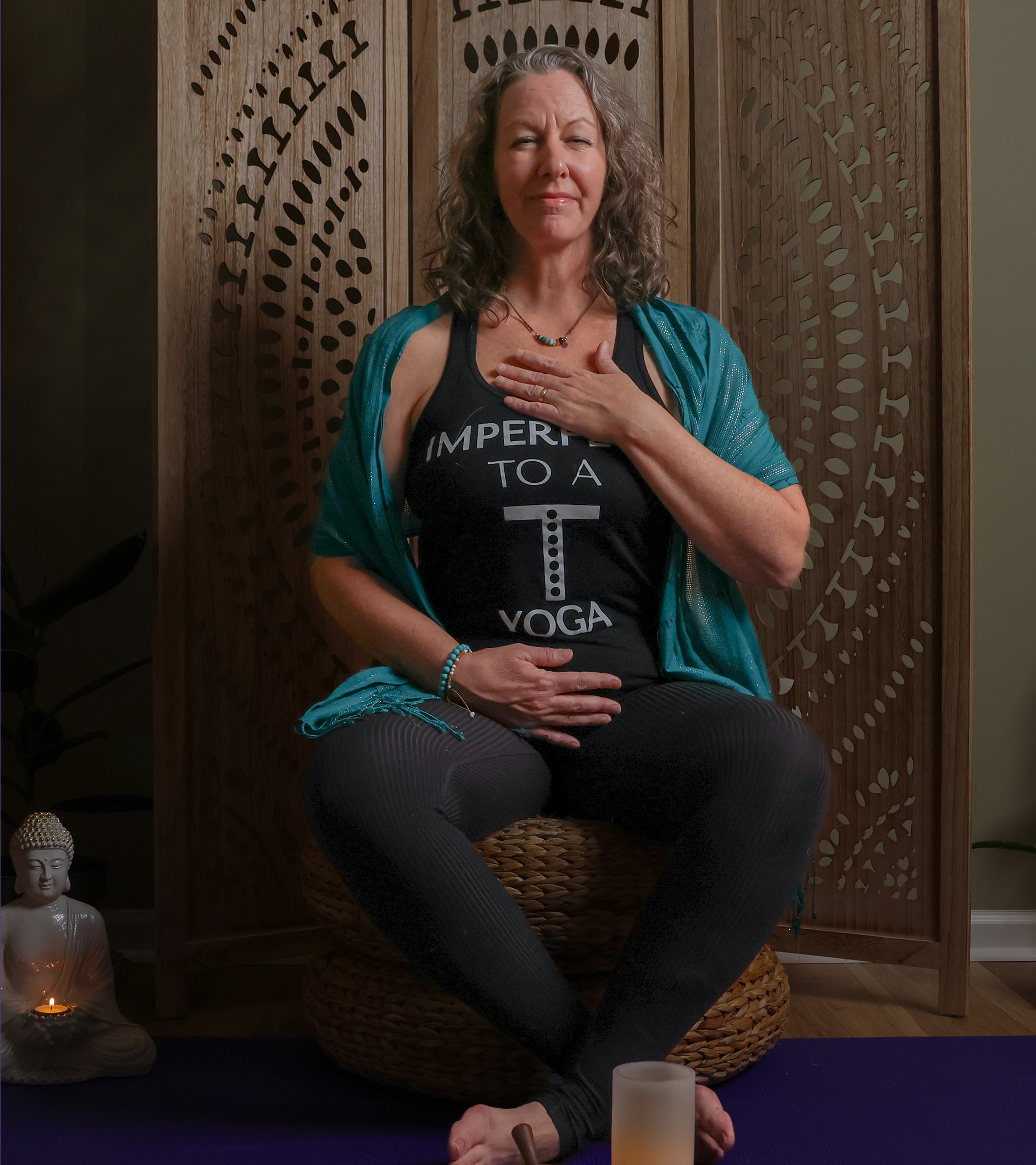 Trish meditating before a session