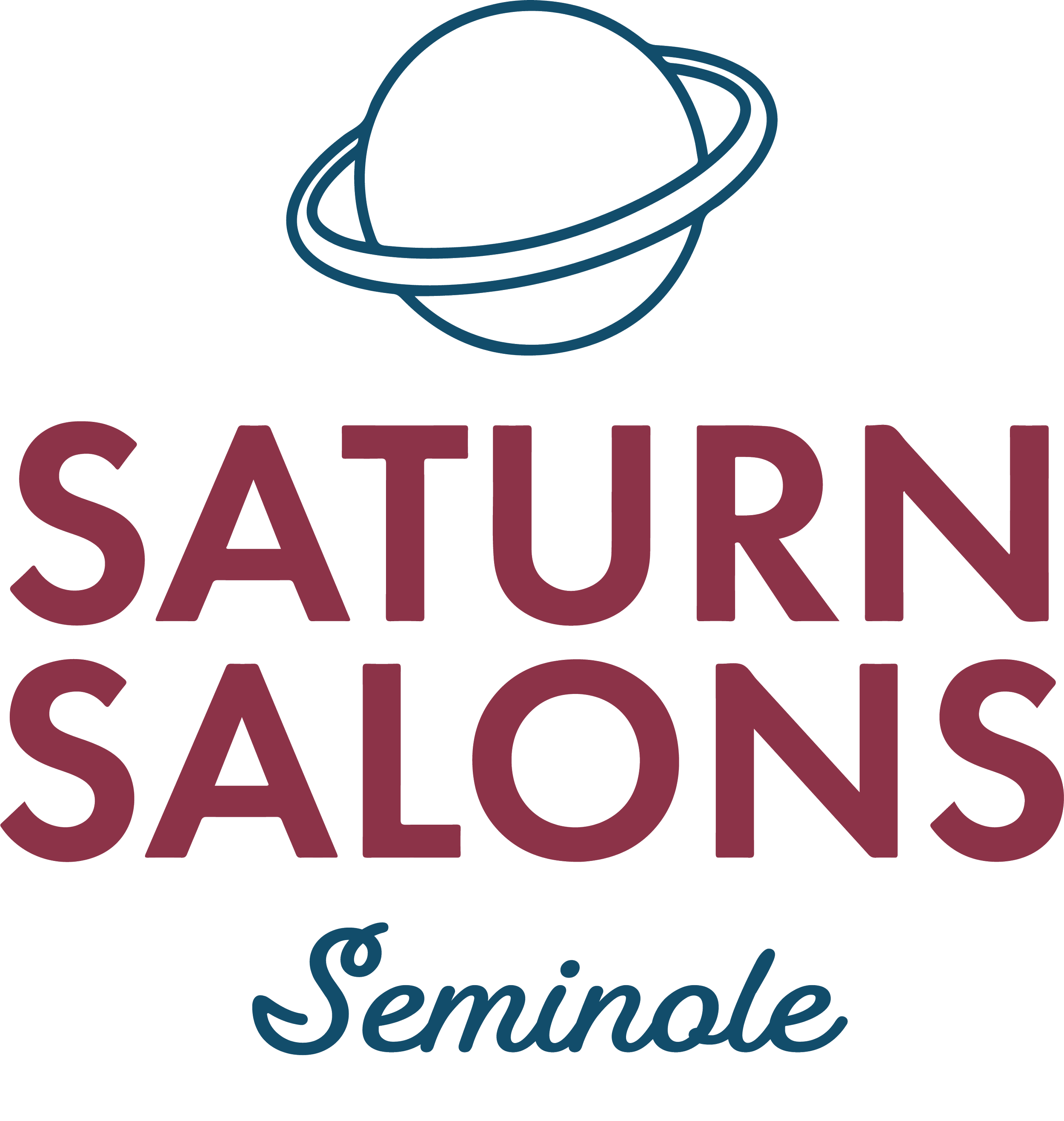 Stylized illustration of Saturn with rings, above the text 'SATURN' in large maroon letters, and the words 'a simple' in smaller script font below.