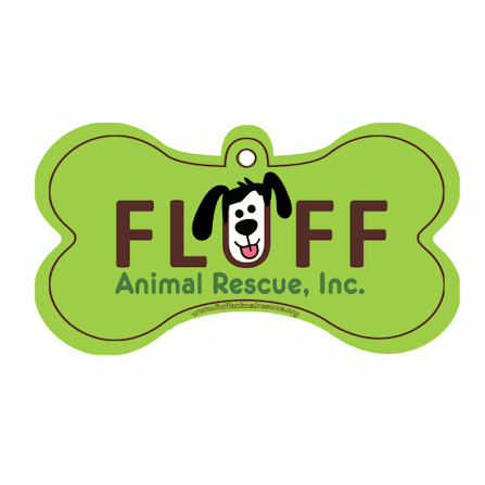 Logo of Floff Animal Rescue, Inc., with a green bone-shaped background, the word 'FLOFF' in large brown letters, and a cartoon dog face integrated into the design.
