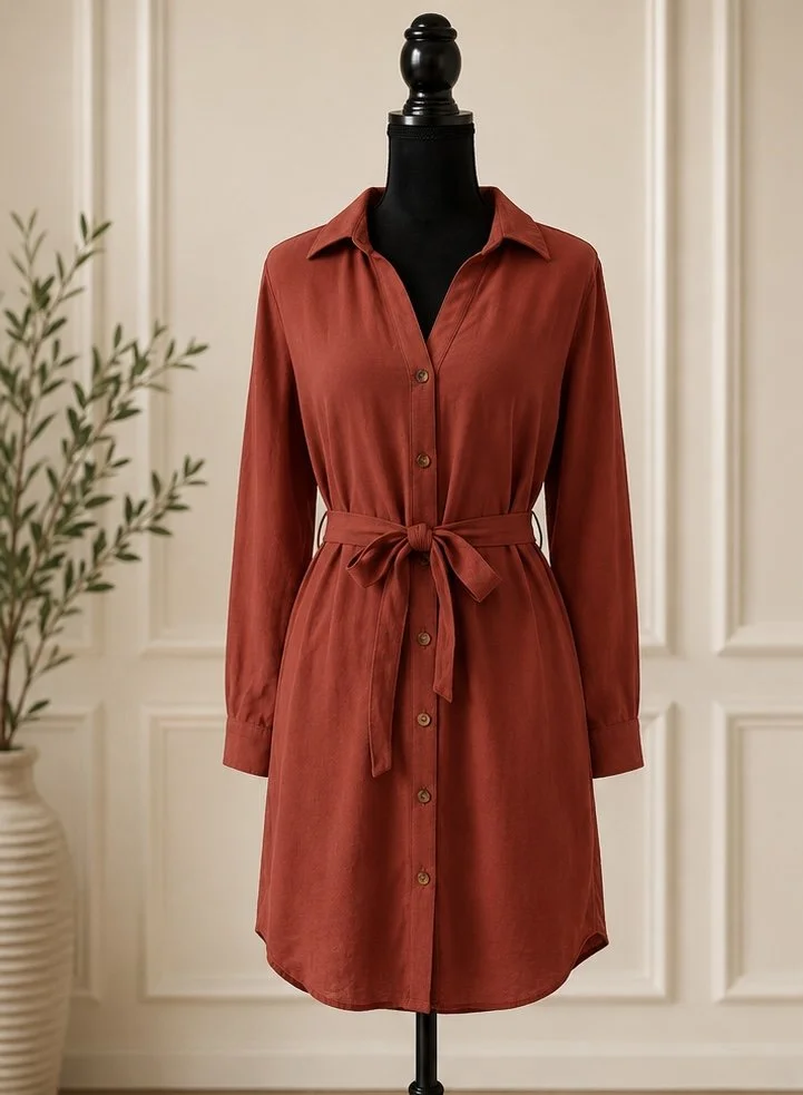 Red Sienna Button-Up Dress