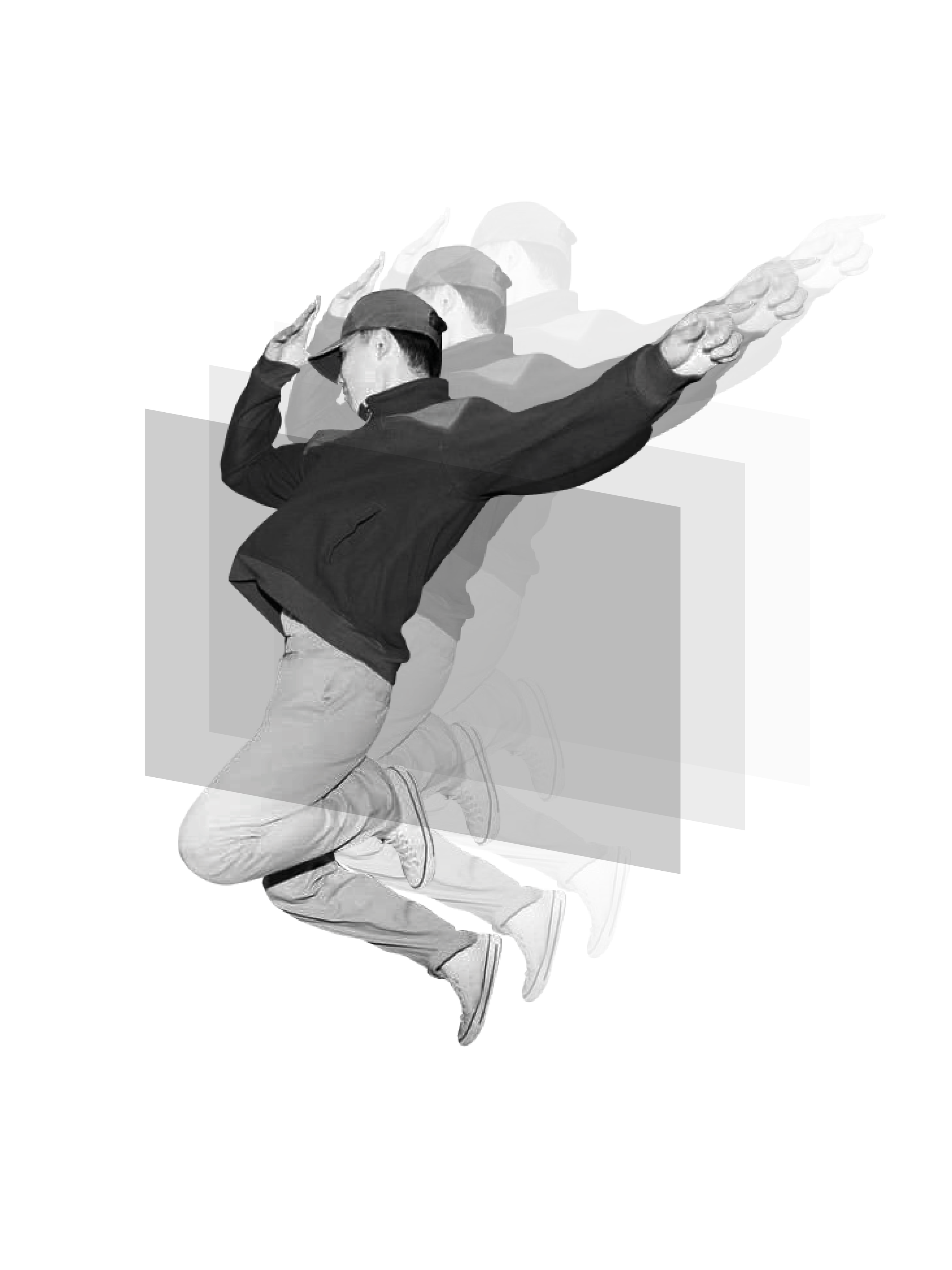 Multiple overlapping photo of bboy 6Kicks.