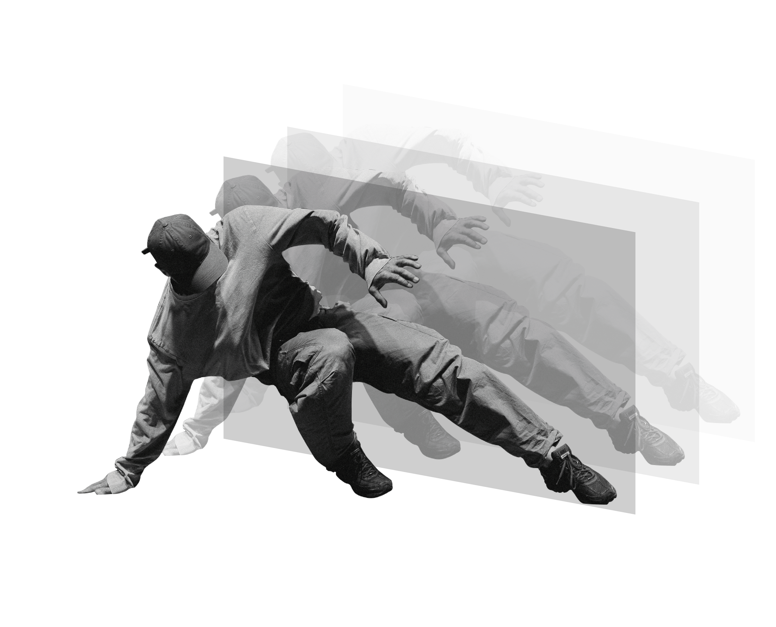 Black and white photo of a bboy.