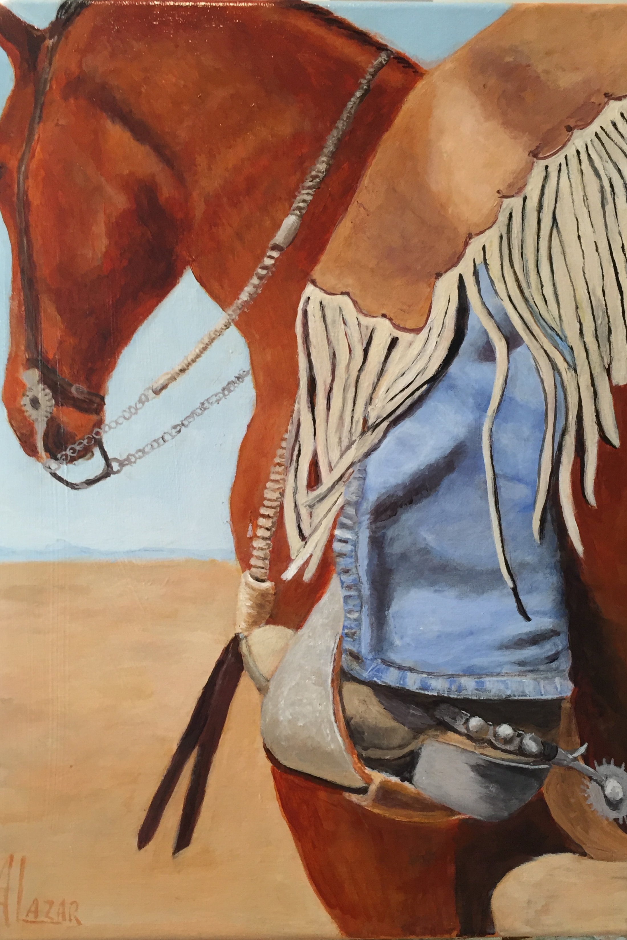 Ready to Ride! 24 x 16 Acrylic Andrea Lazar SOLD