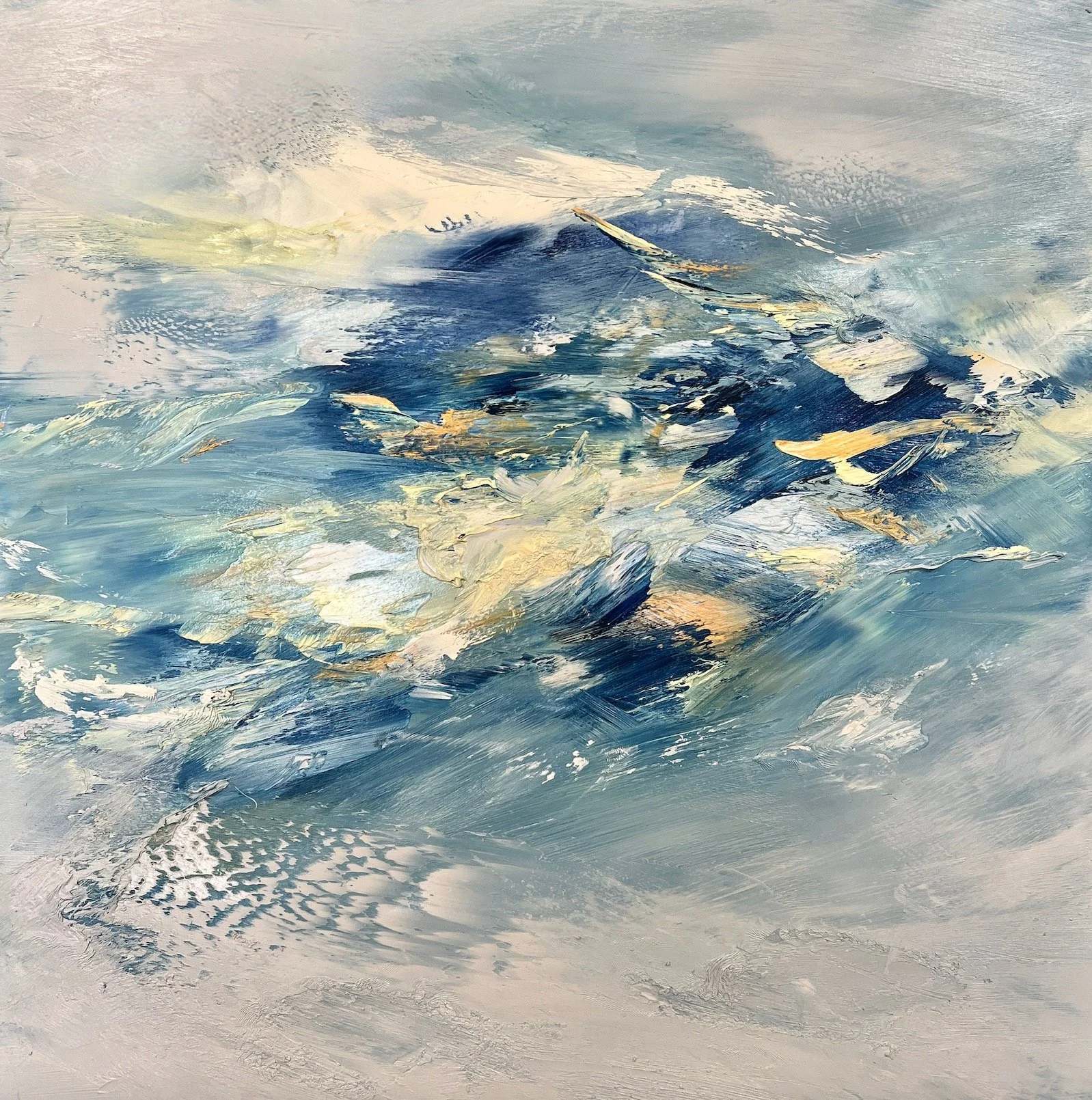 Windy Day At The Beach 18 x 18 Elise Geary