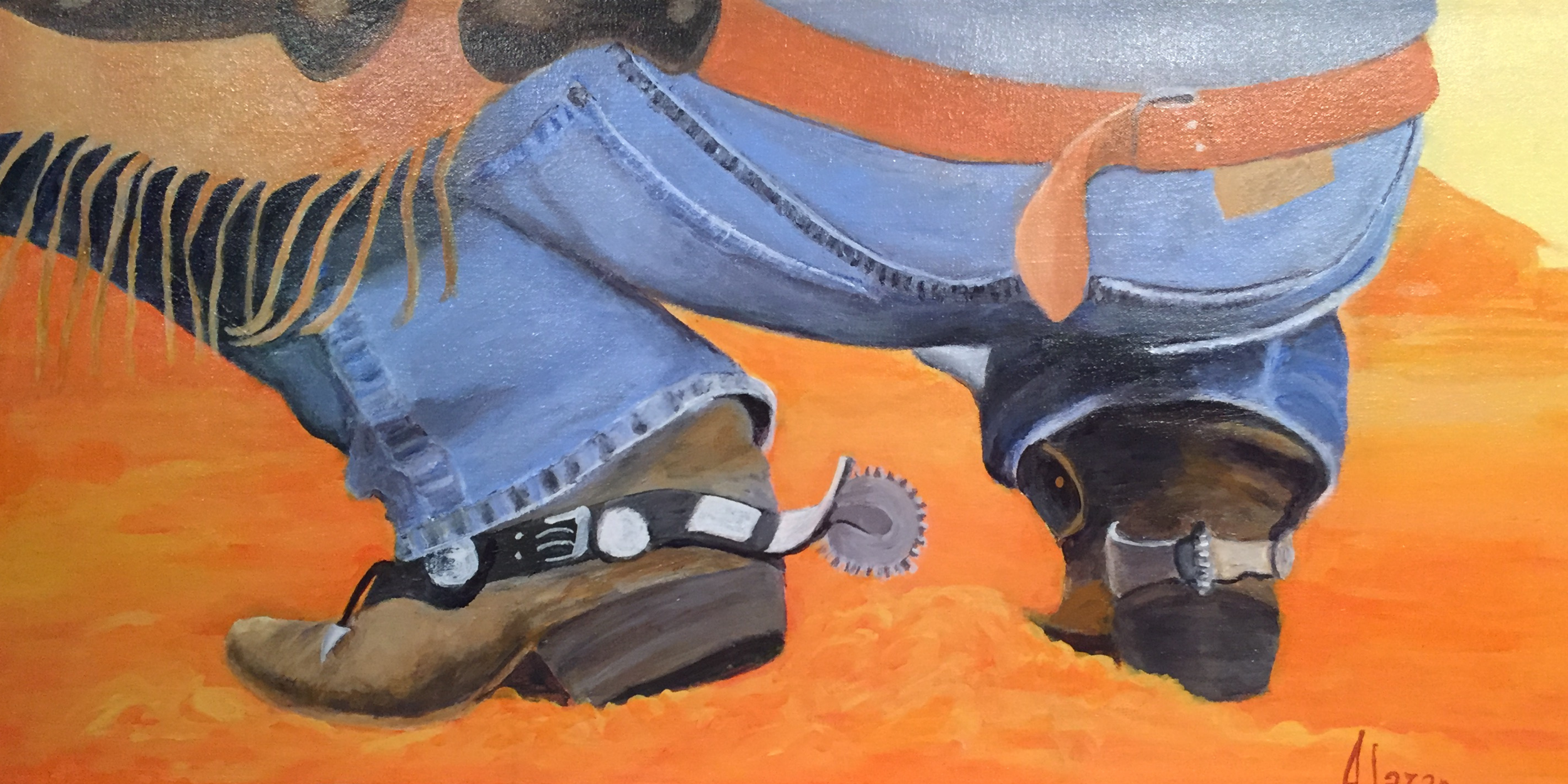 Boots and Butts 30 x 15 Acrylic Andrea Lazar SOLD