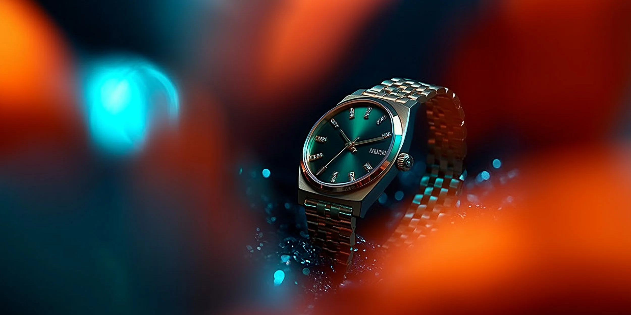 Original image from the AI prompt. The AI version of the watch is wonky and has incorrect and unreadable numerals.
