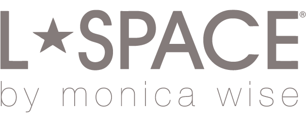 Logo for L SPACE by Monica Wise featuring a star to the left of the text.
