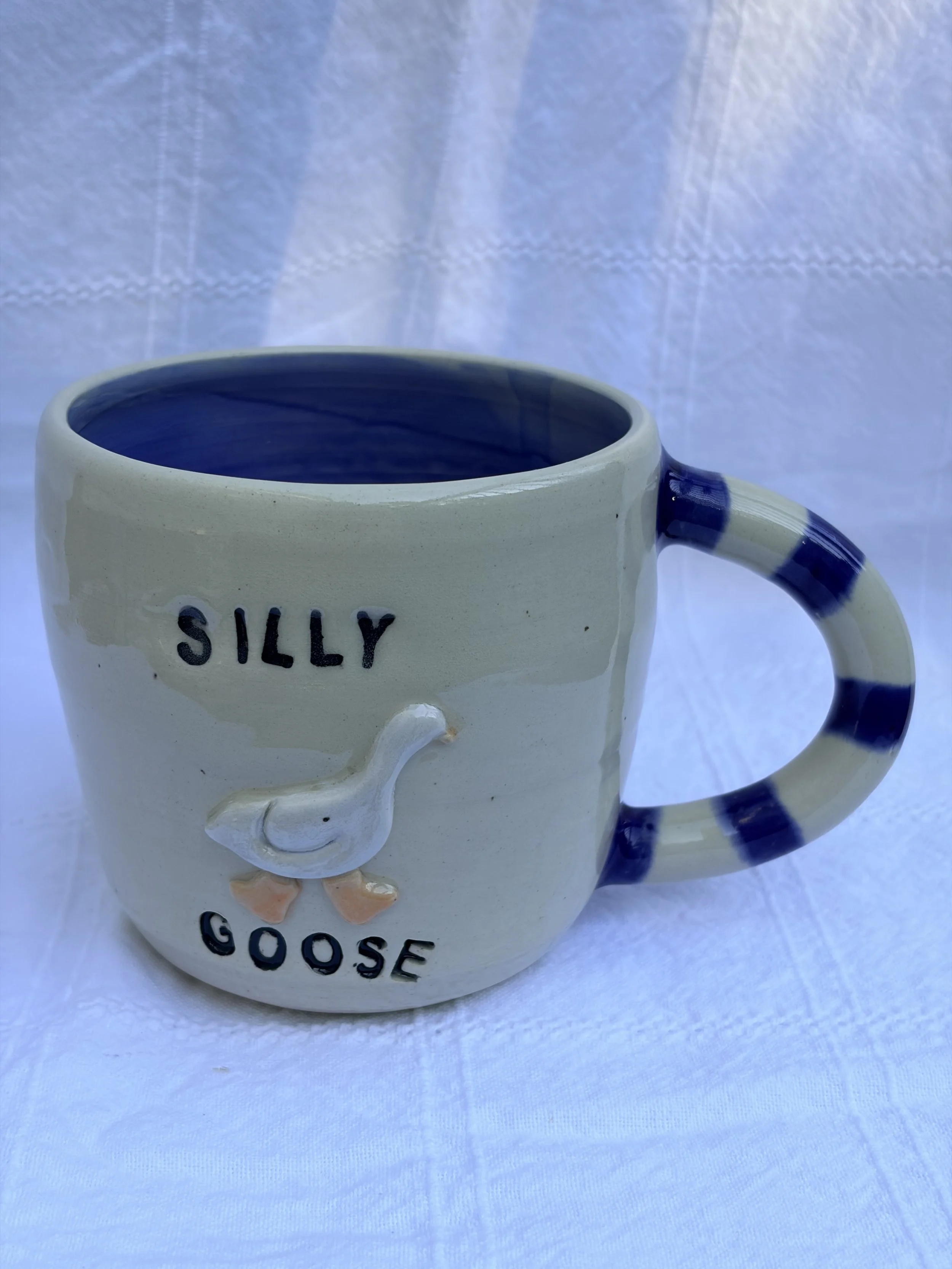 Silly Goose Mug/Dark Blue Handle